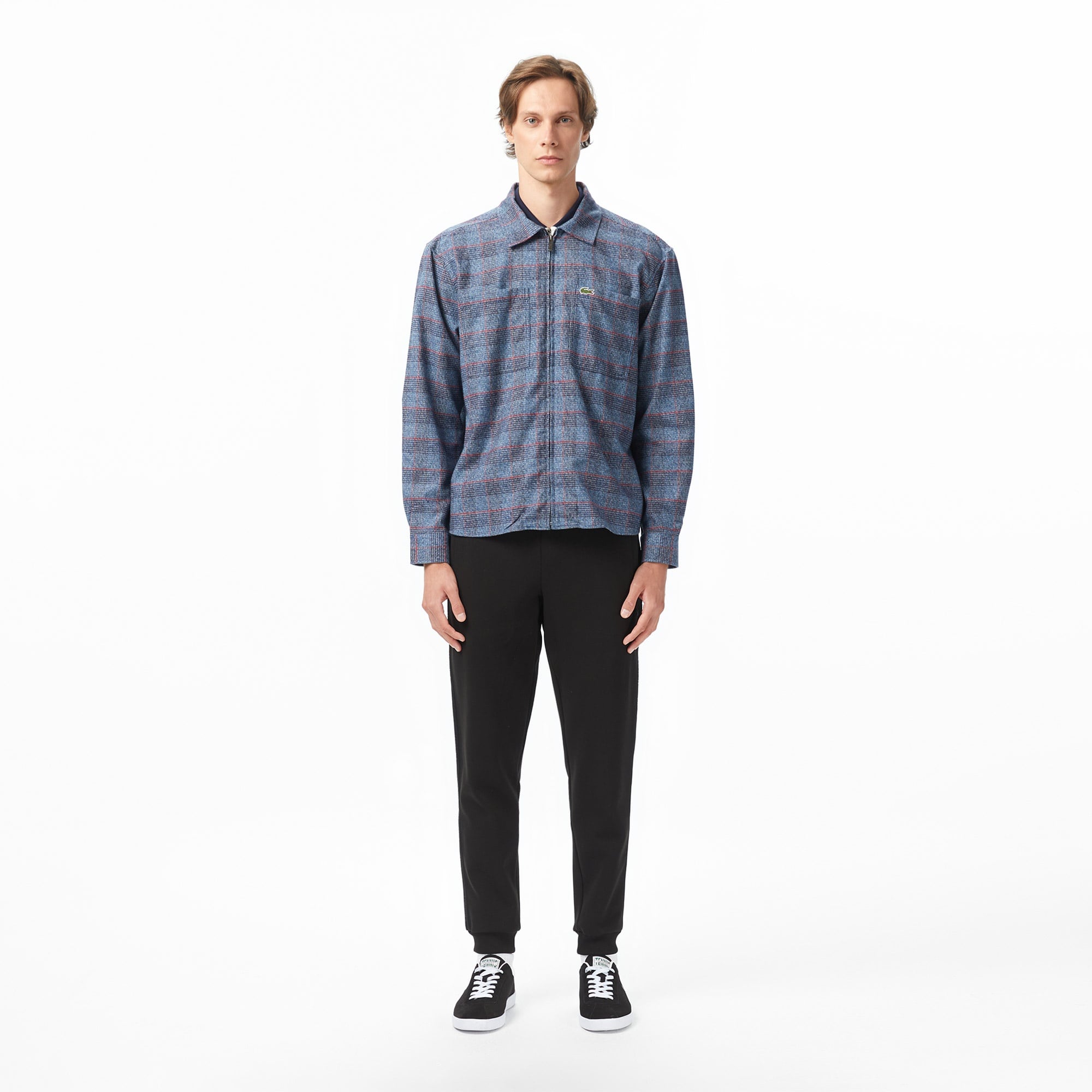 Erkek Relaxed Fit Gömlek Yaka Ekose Lacivert Dış Gömlek