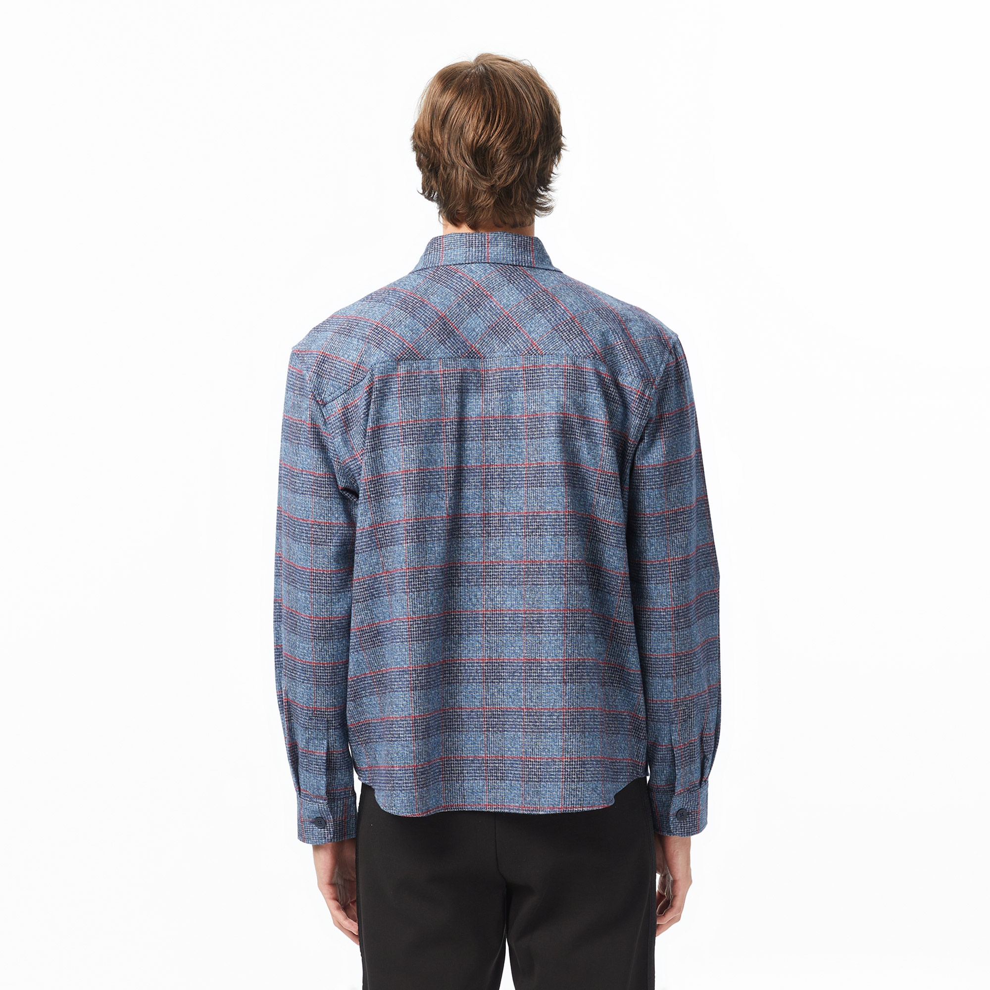 Erkek Relaxed Fit Gömlek Yaka Ekose Lacivert Dış Gömlek