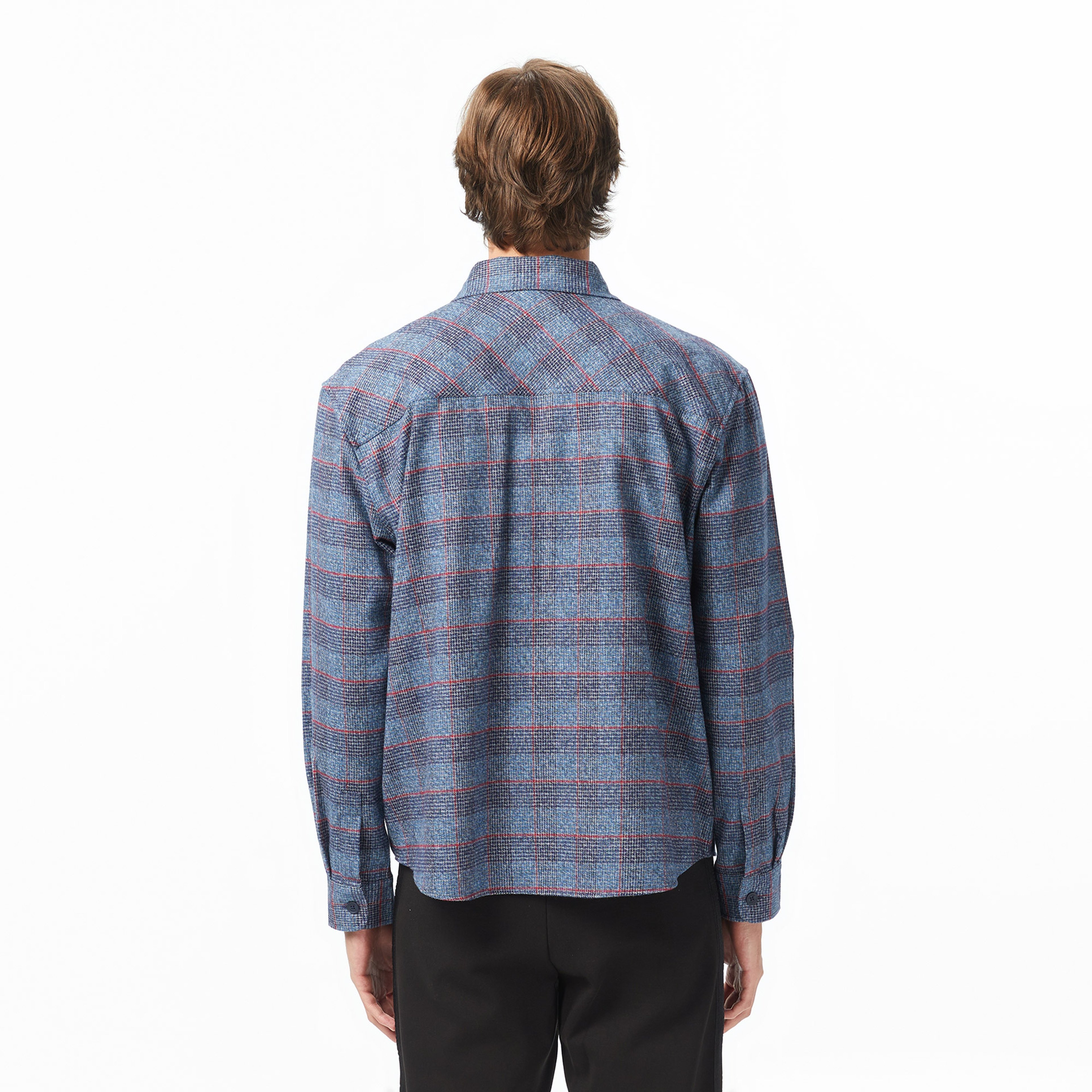 Erkek Relaxed Fit Gömlek Yaka Ekose Lacivert Dış Gömlek