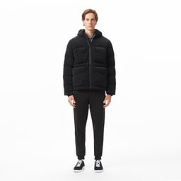 Erkek Kapüşonlu Siyah Mont Siyah