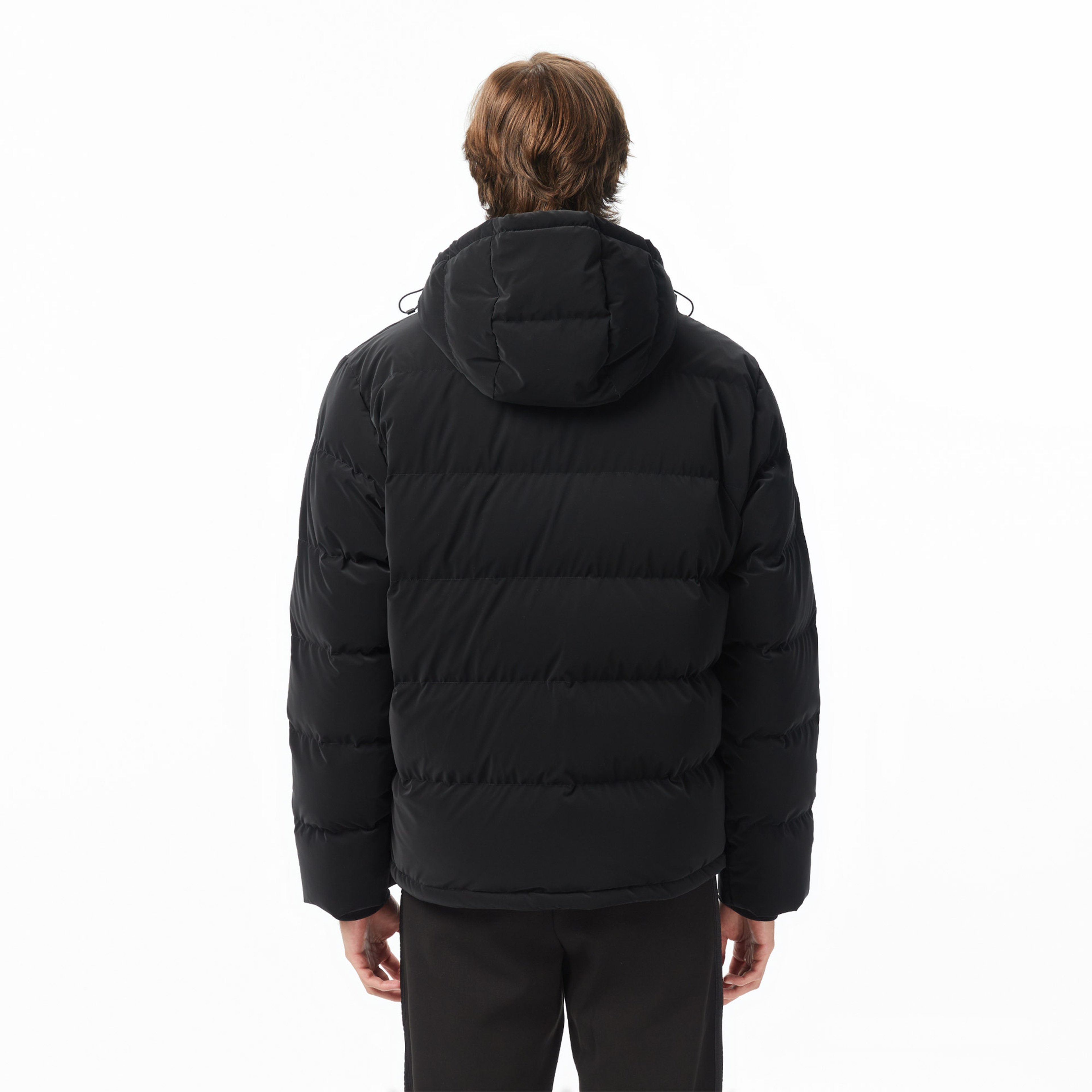 Erkek Kapüşonlu Siyah Mont