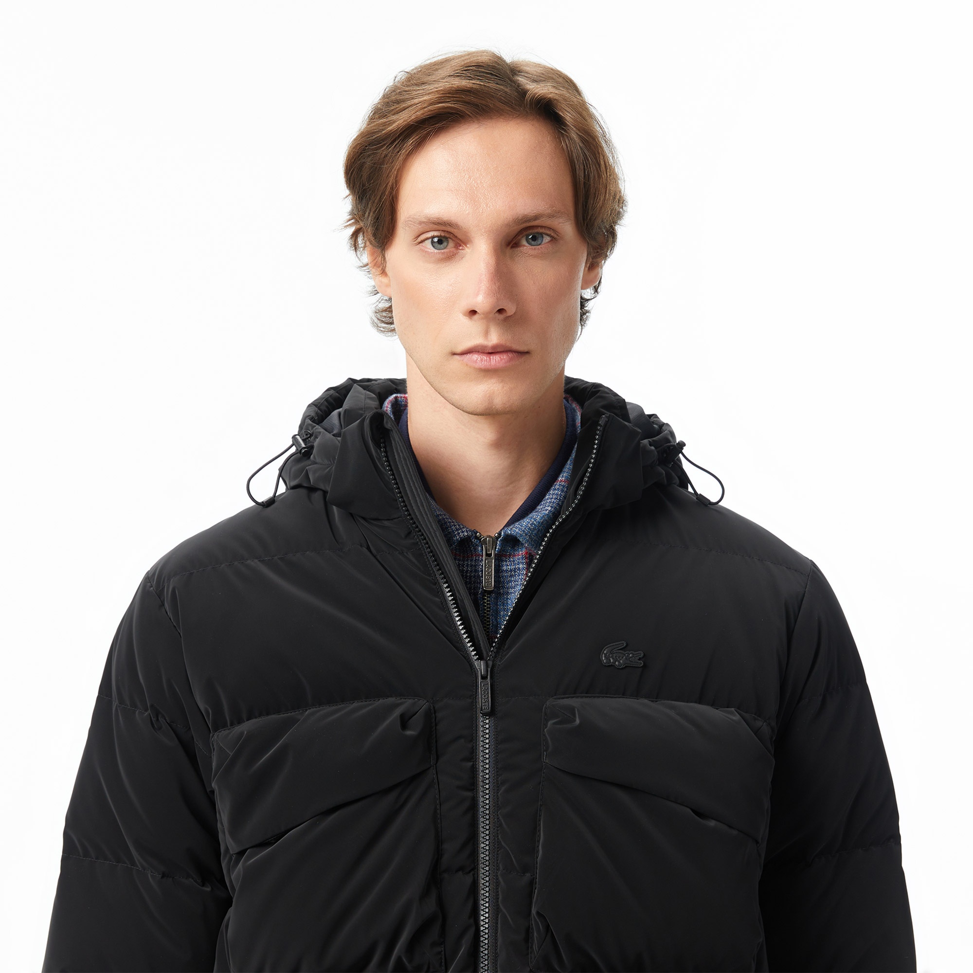 Erkek Kapüşonlu Siyah Mont