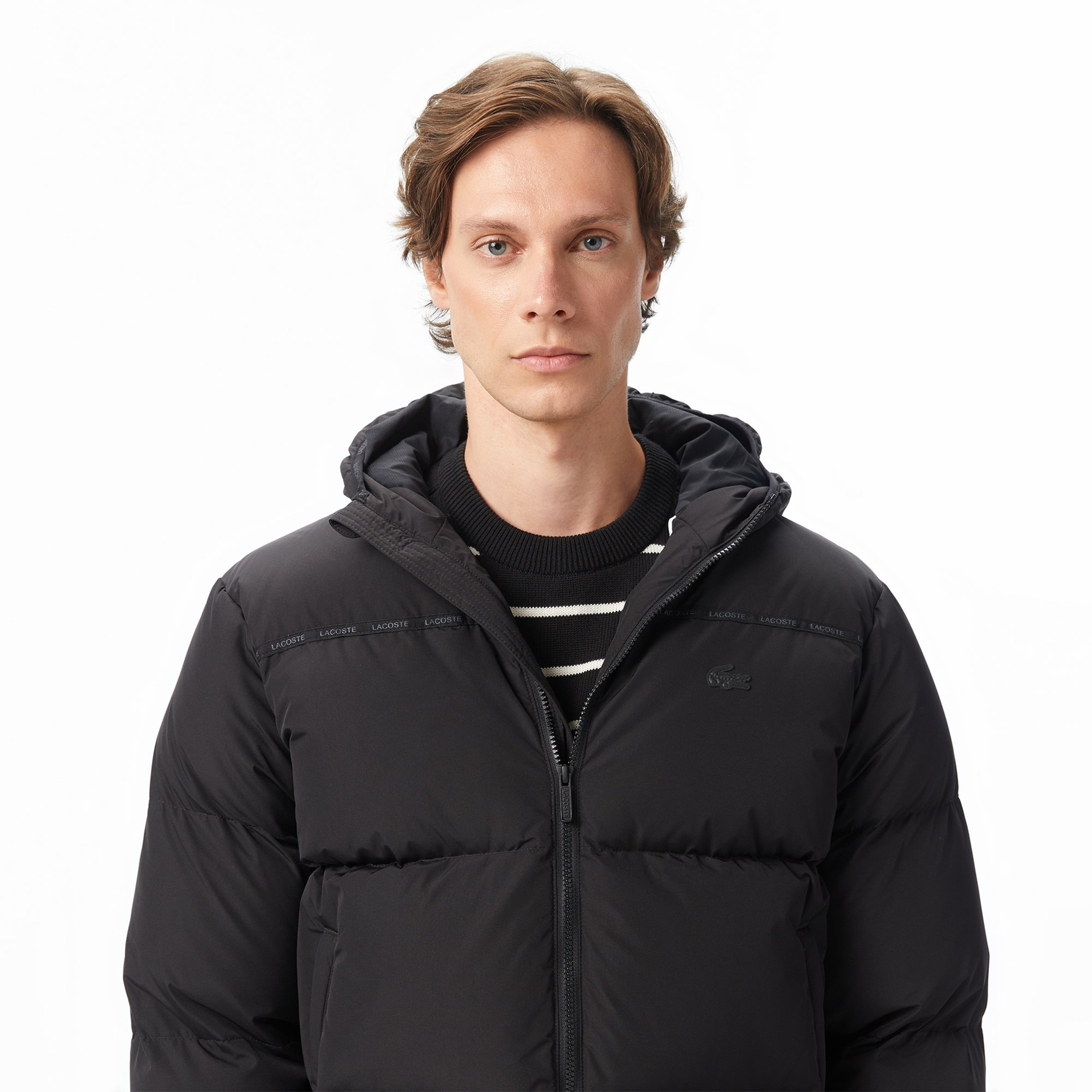 Erkek Relaxed Fit Kapüşonlu Siyah Mont