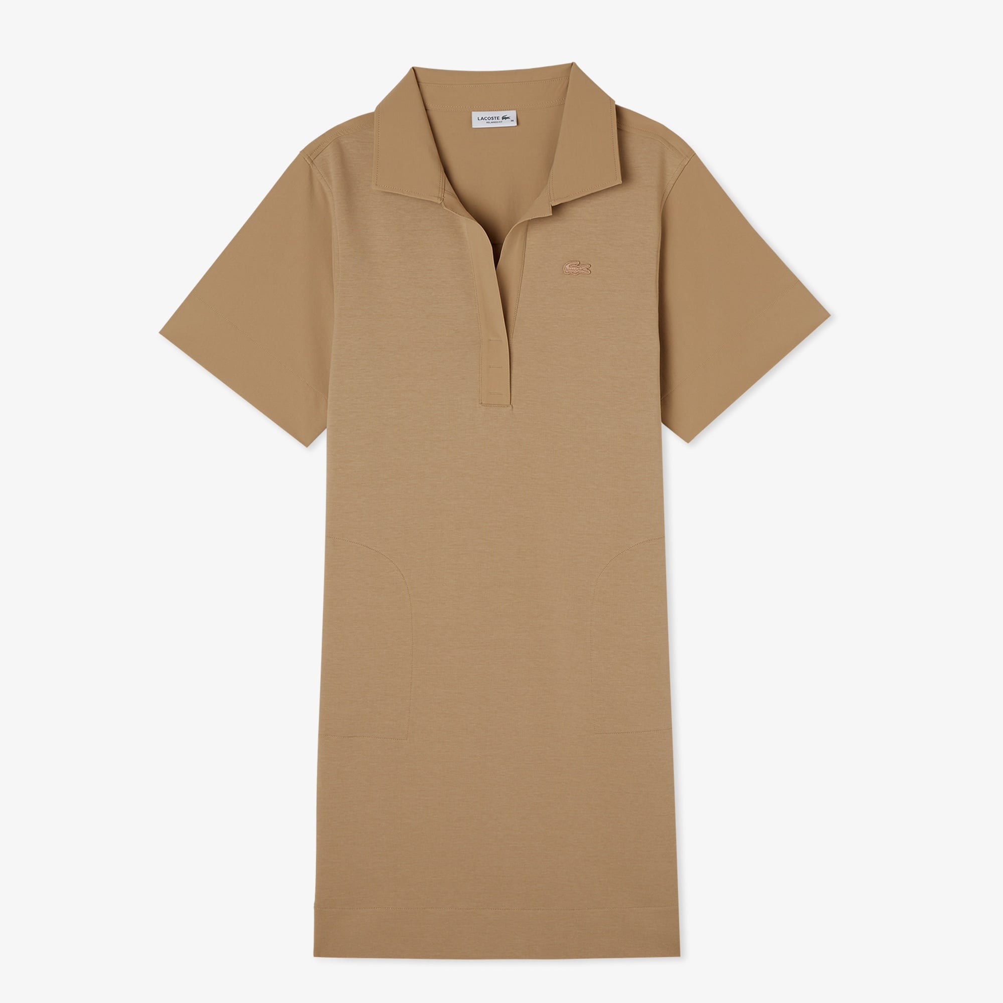 Kadın Relaxed Fit Kısa Kollu Polo Yaka Bej Elbise