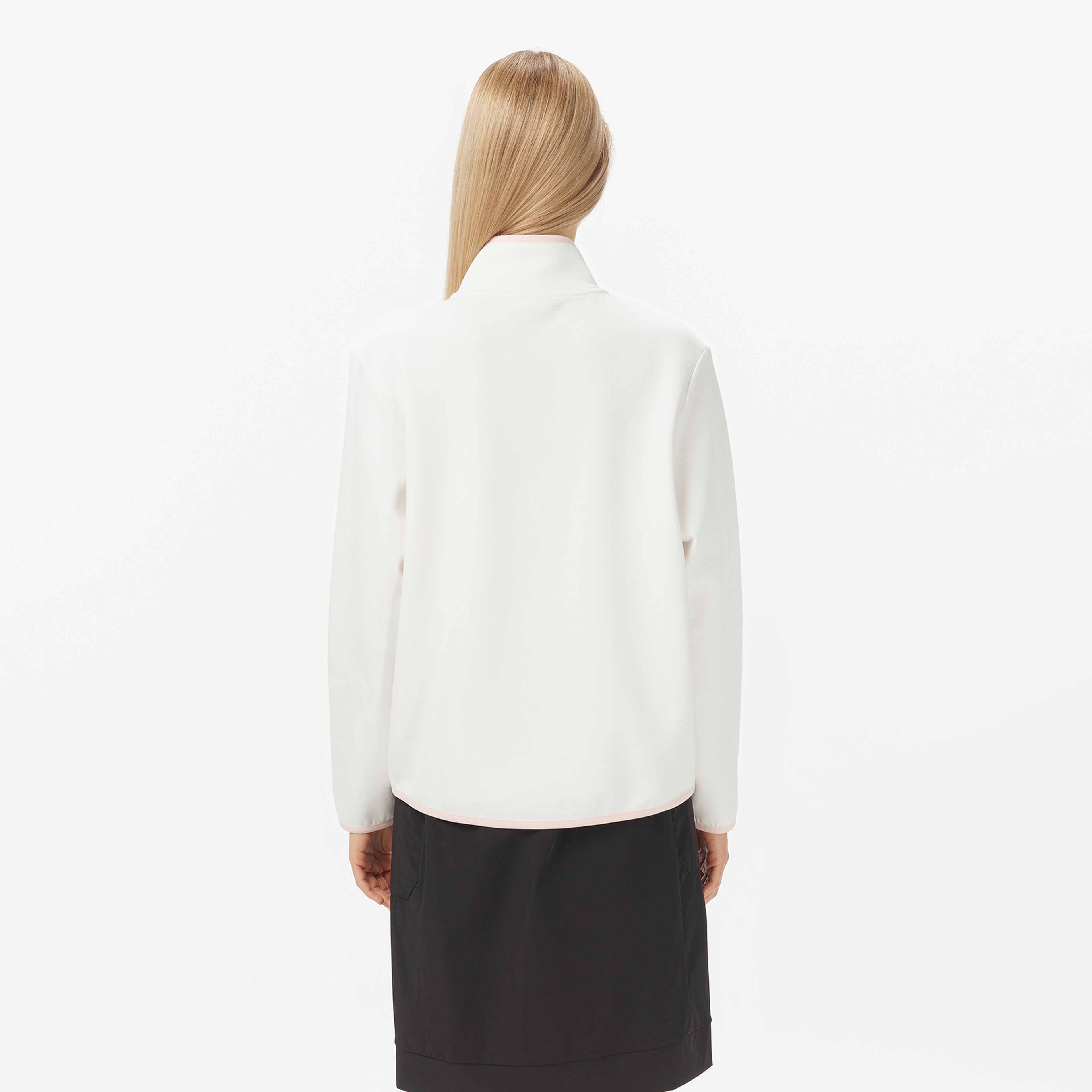 Kadın Regular Fit Yarım Fermuarlı Beyaz Sweatshirt