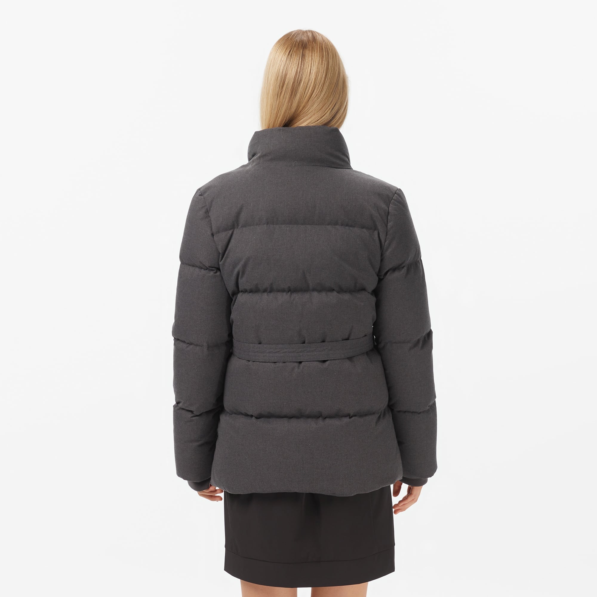 Kadın Dik Yaka Koyu Gri Mont