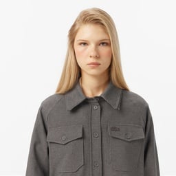 Kadın Regular Fit Koyu Gri Dış Gömlek Gri