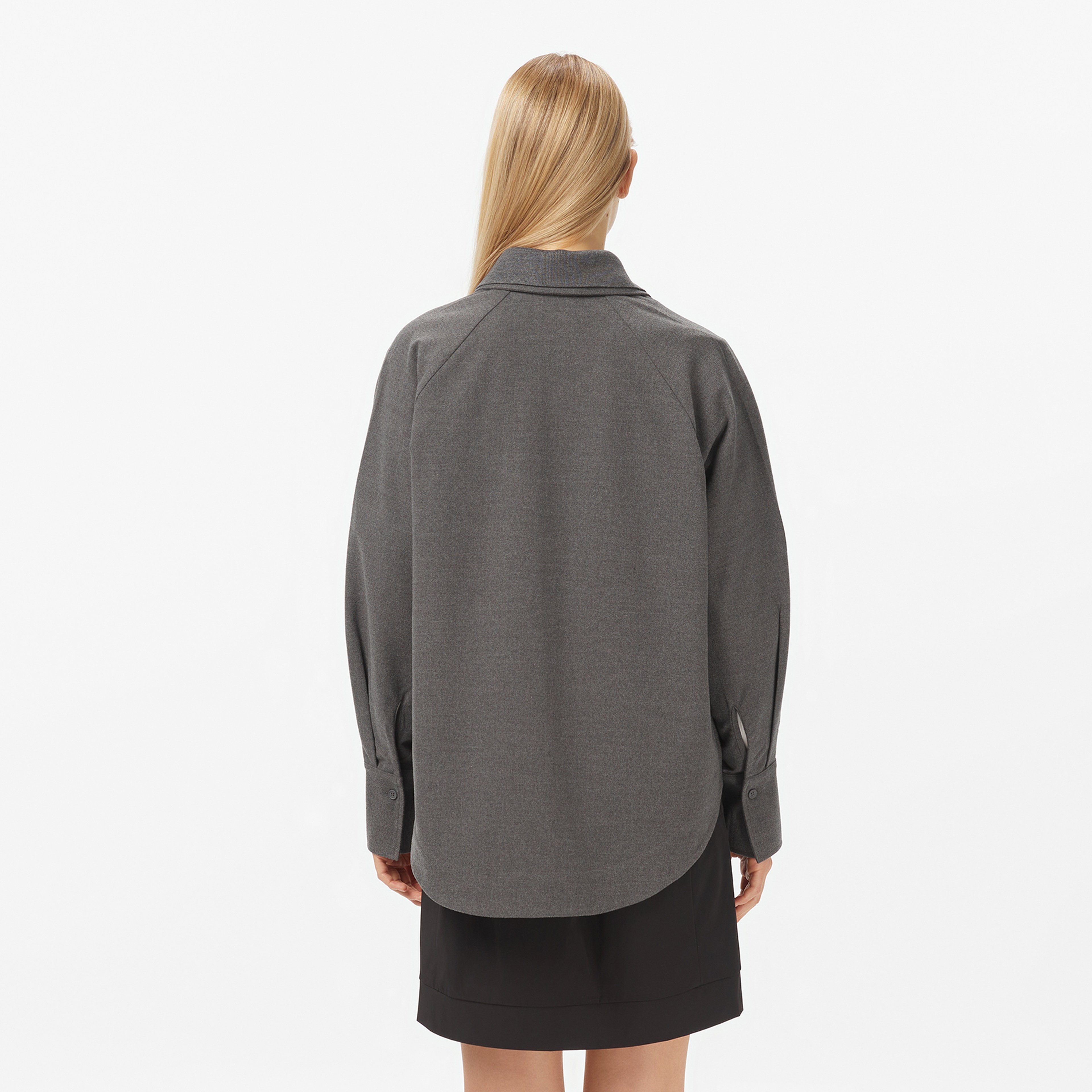 Kadın Regular Fit Koyu Gri Dış Gömlek