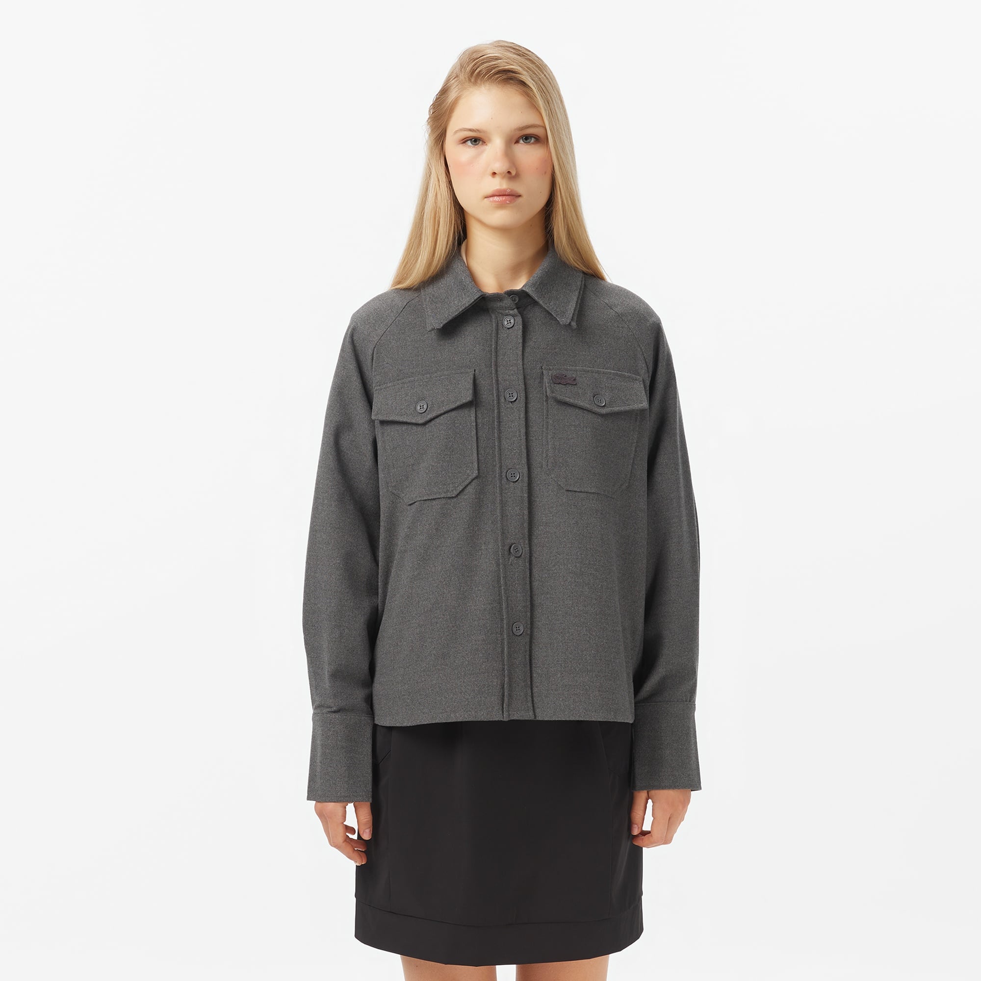 Kadın Regular Fit Koyu Gri Dış Gömlek