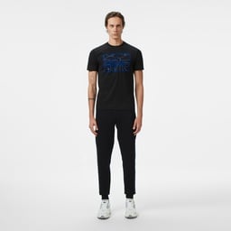 Erkek Regular Fit Bisiklet Yaka Baskılı Siyah T-Shirt Siyah