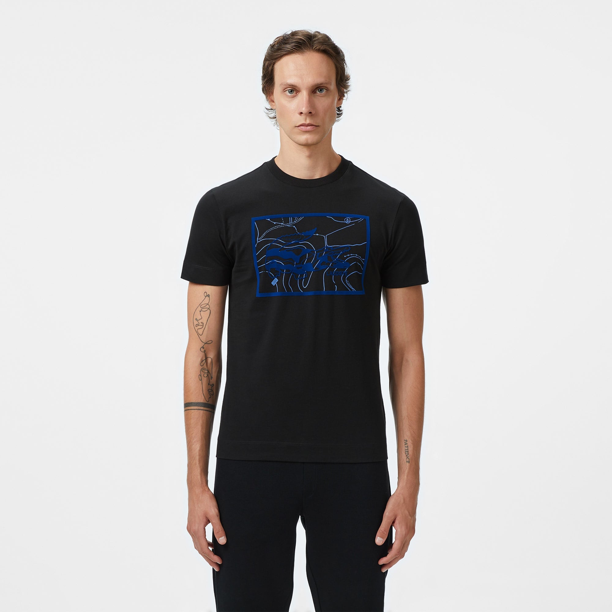 Erkek Regular Fit Bisiklet Yaka Baskılı Siyah T-Shirt