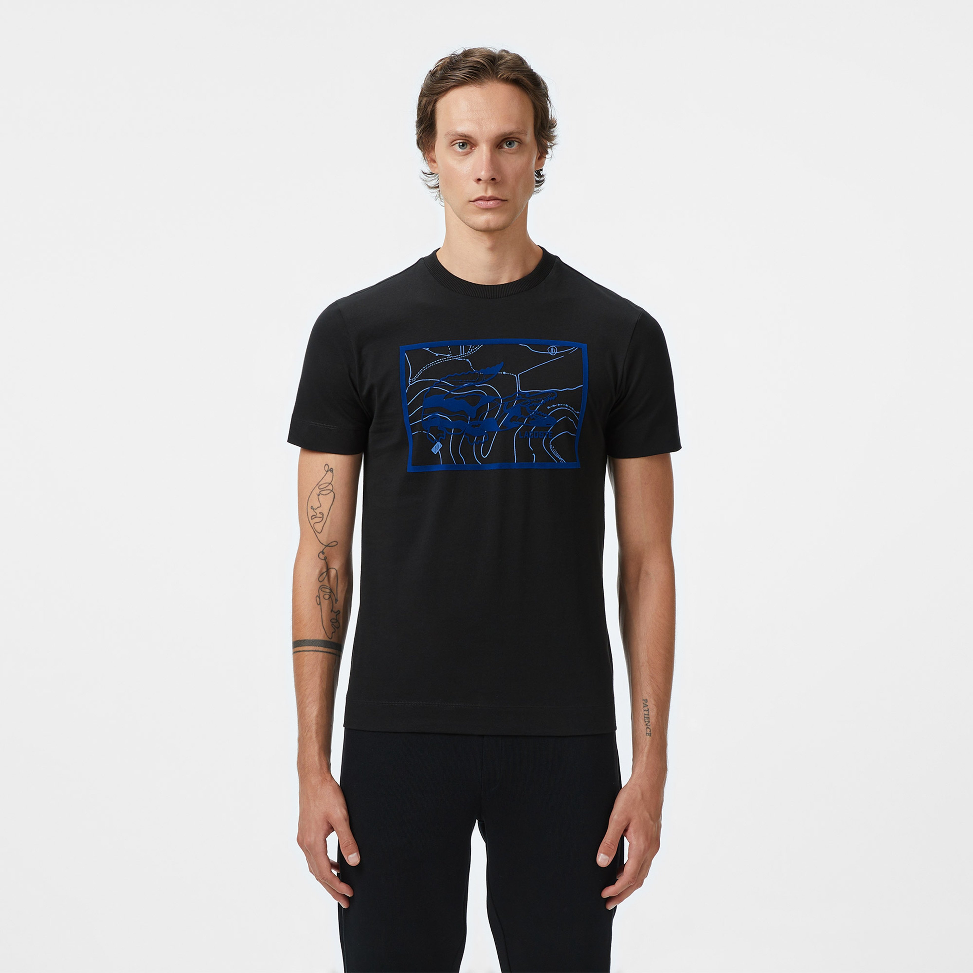 Erkek Regular Fit Bisiklet Yaka Baskılı Siyah T-Shirt