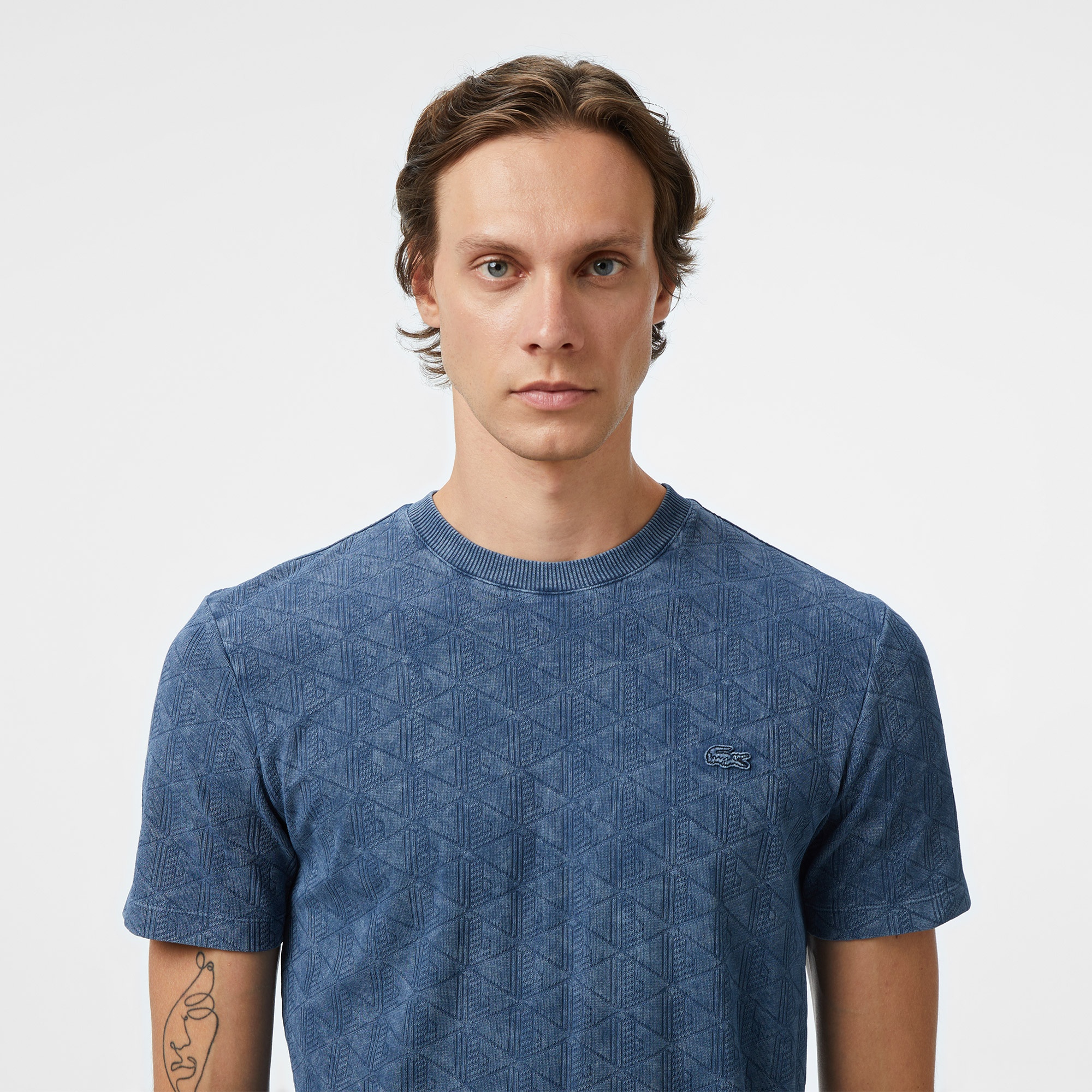 Lacoste Erkek Regular Fit Bisiklet Yaka Monogram Lacivert T-Shirt