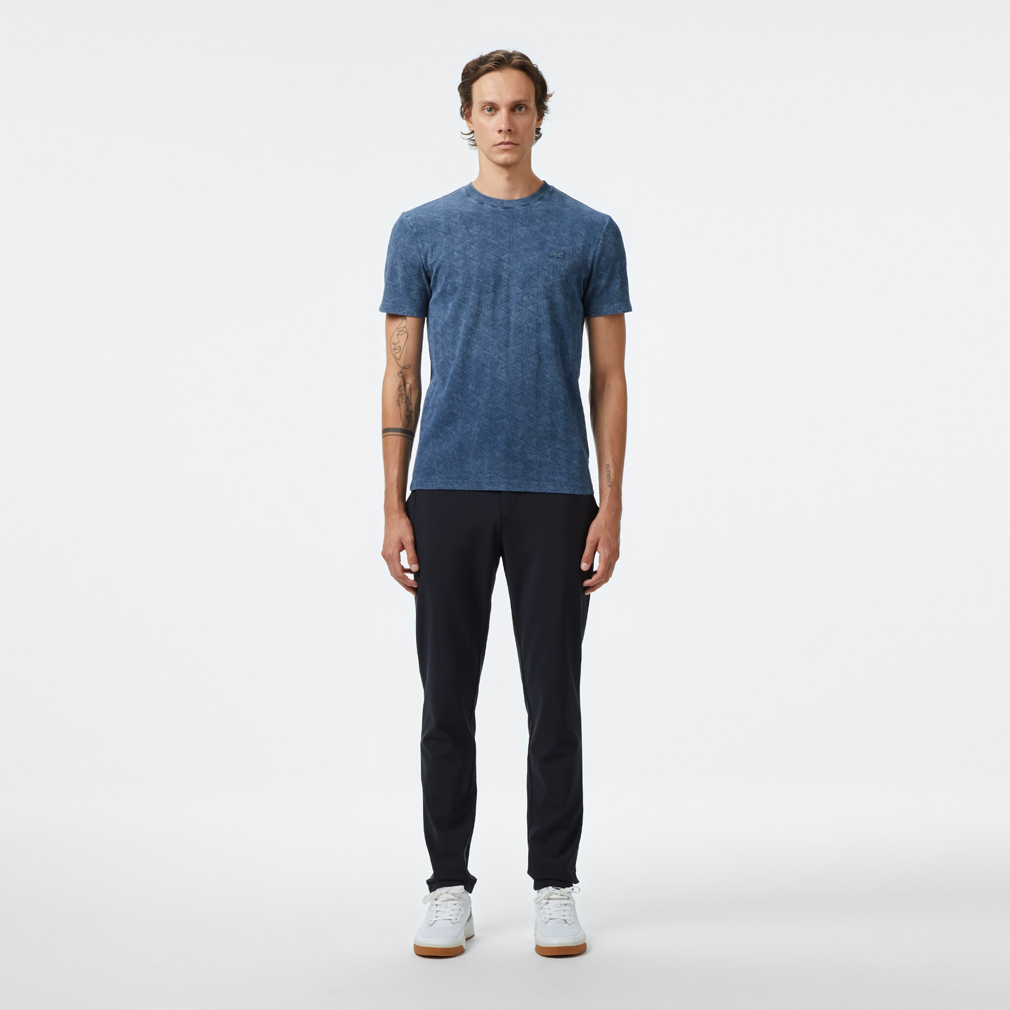 Lacoste Erkek Regular Fit Bisiklet Yaka Monogram Lacivert T-Shirt