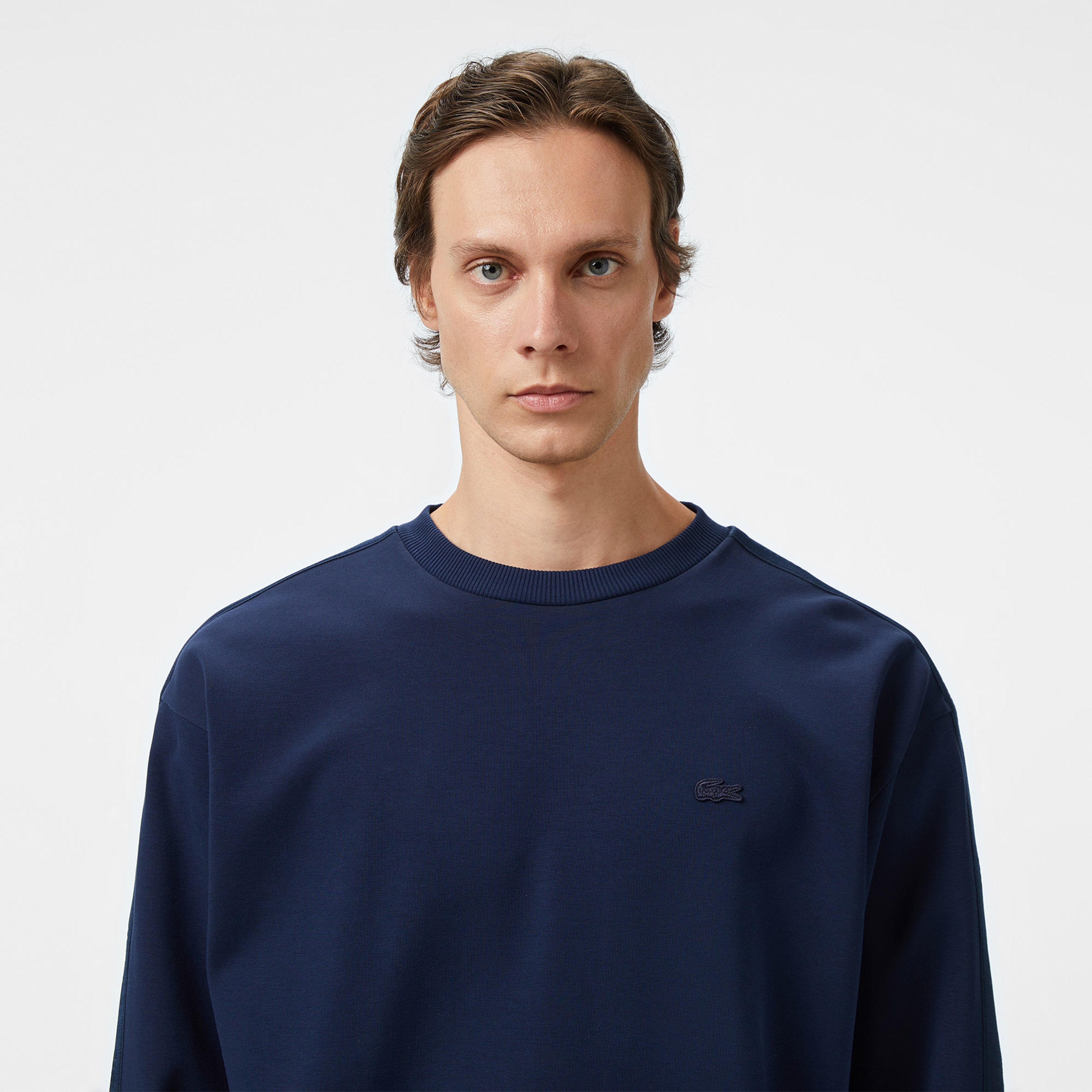 Erkek Relaxed Fit Bisiklet Yaka Lacivert Sweatshirt