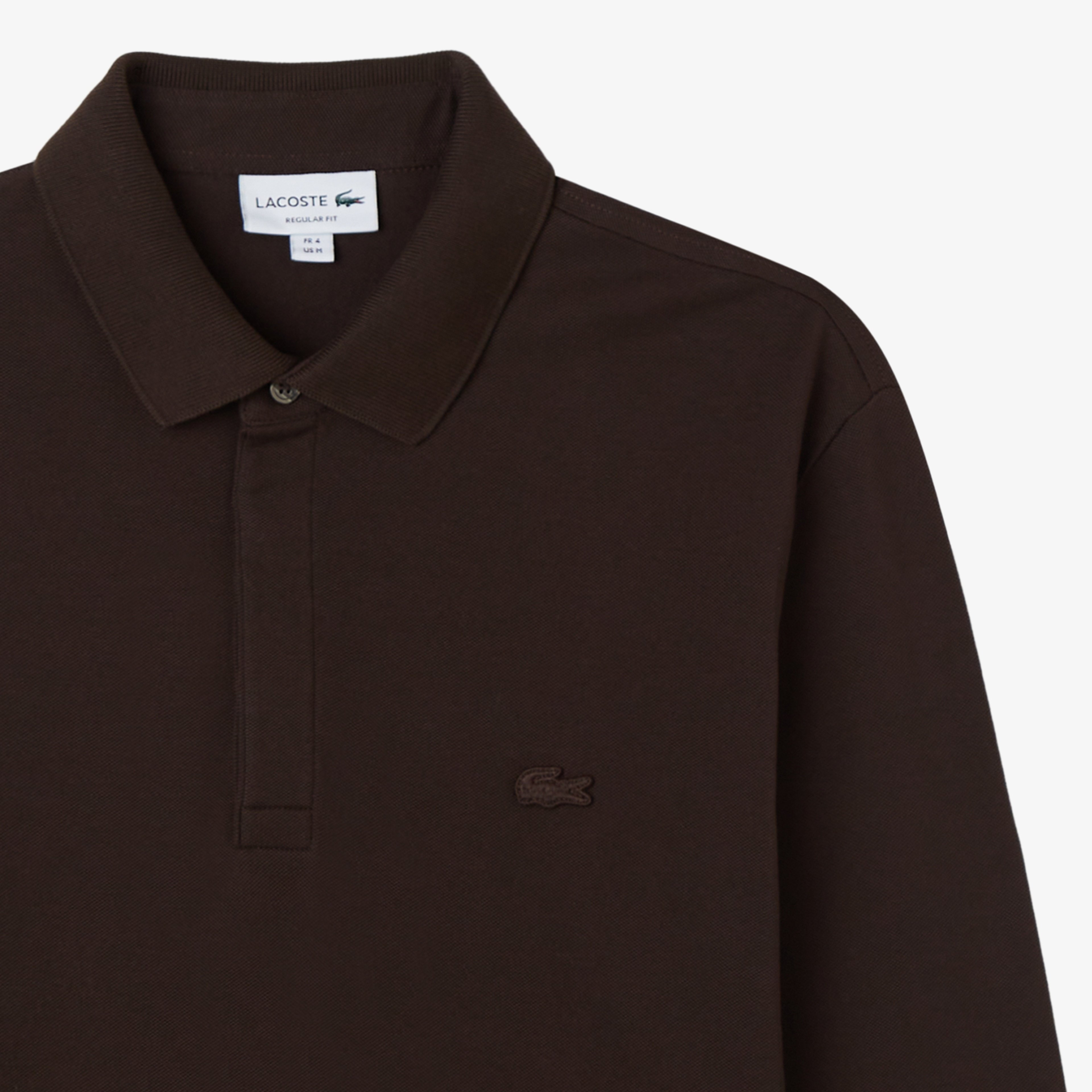 Erkek Regular Fit Uzun Kollu Kahverengi Paris Polo