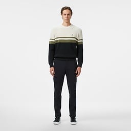 Erkek Classic Fit Bisiklet Yaka Renk Bloklu Siyah Kazak Siyah