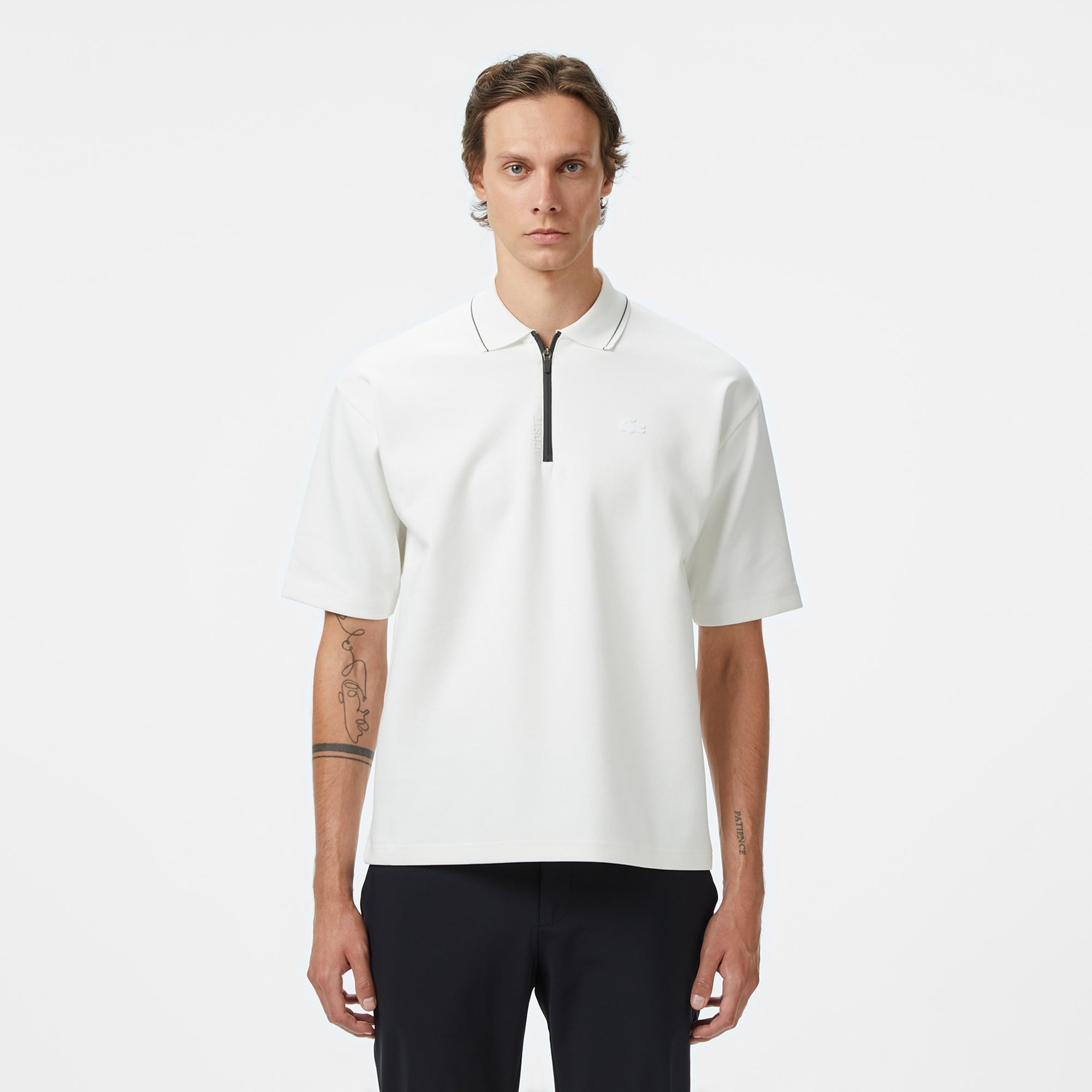 Erkek Oversize Fit Beyaz Polo