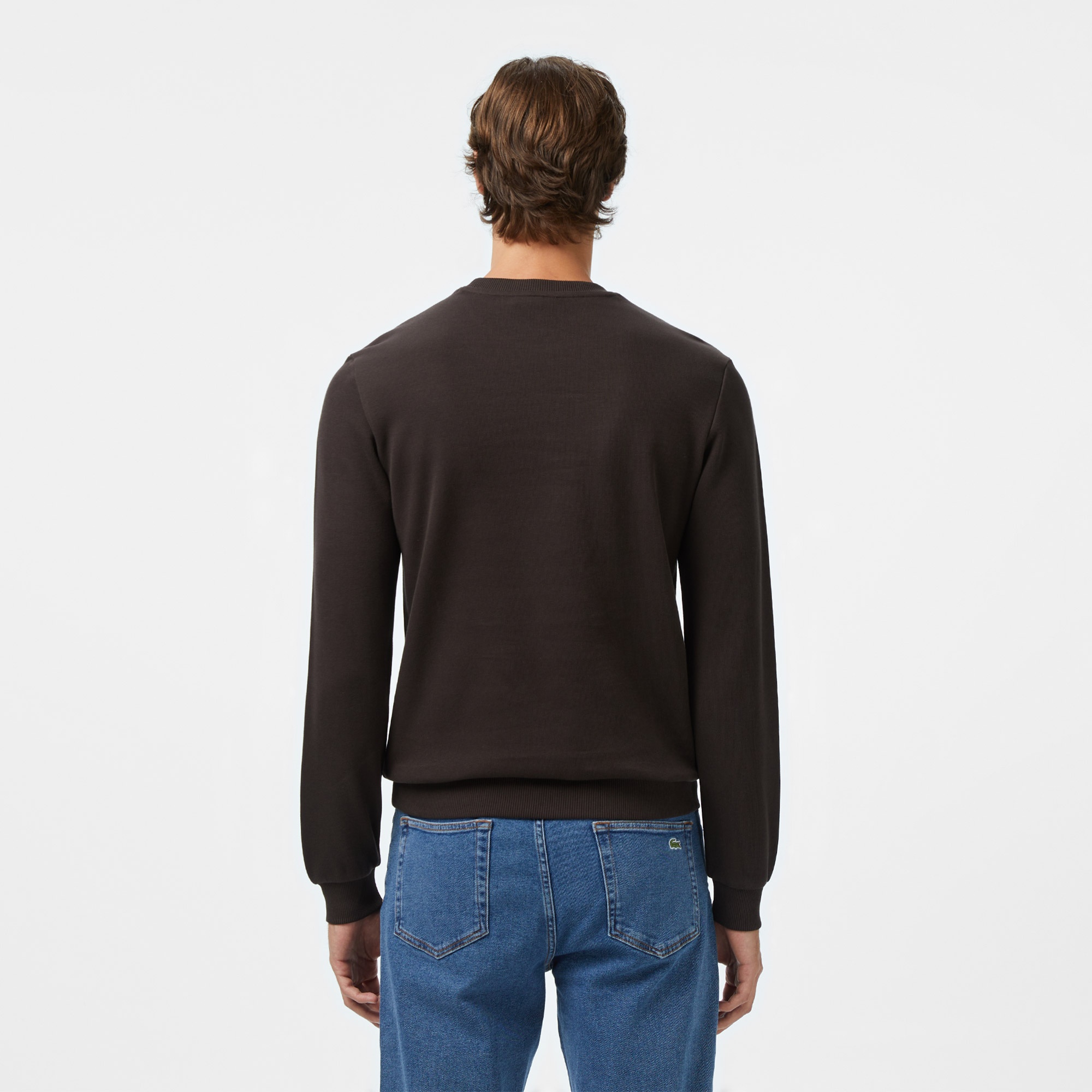 Erkek Regular Fit Uzun Kollu Bisiklet Yaka Kahverengi T-Shirt