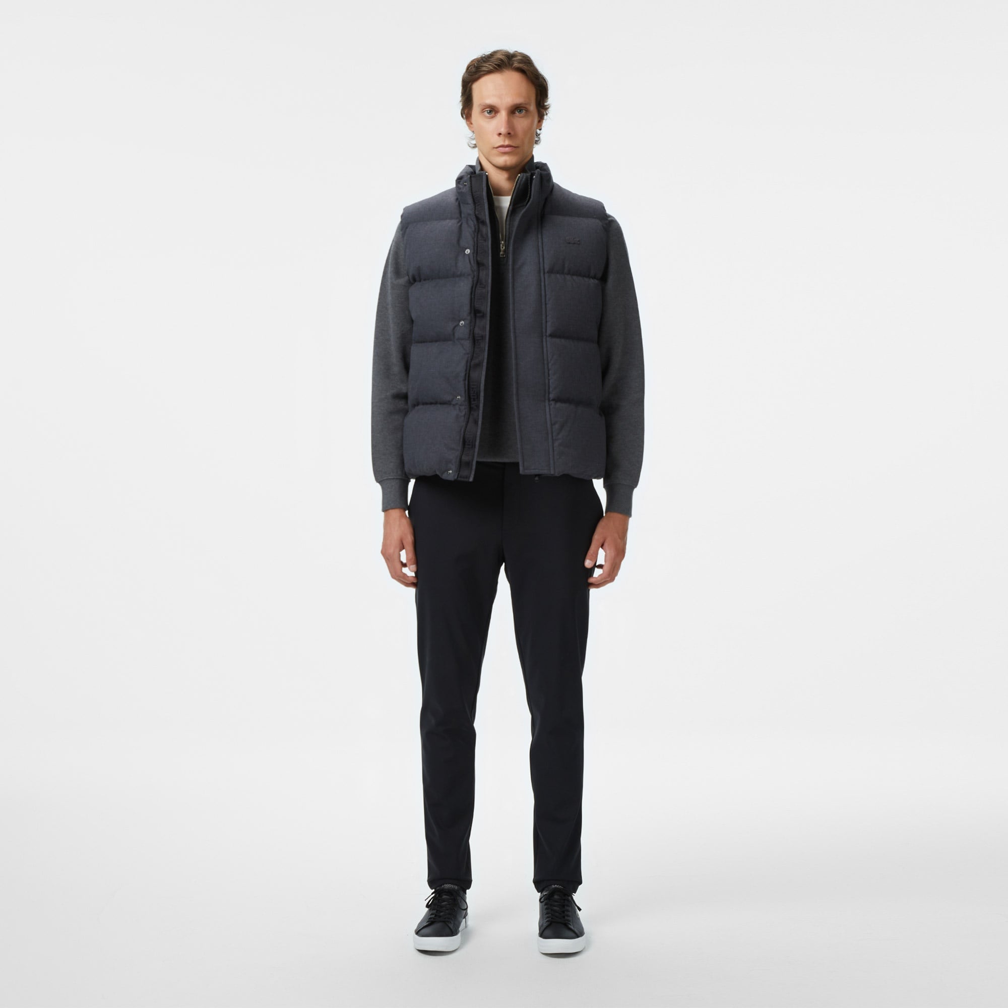 Erkek Relaxed Fit Dik Yaka Koyu Gri Yelek