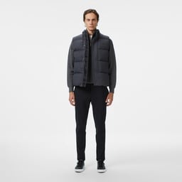 Erkek Relaxed Fit Dik Yaka Koyu Gri Yelek Gri