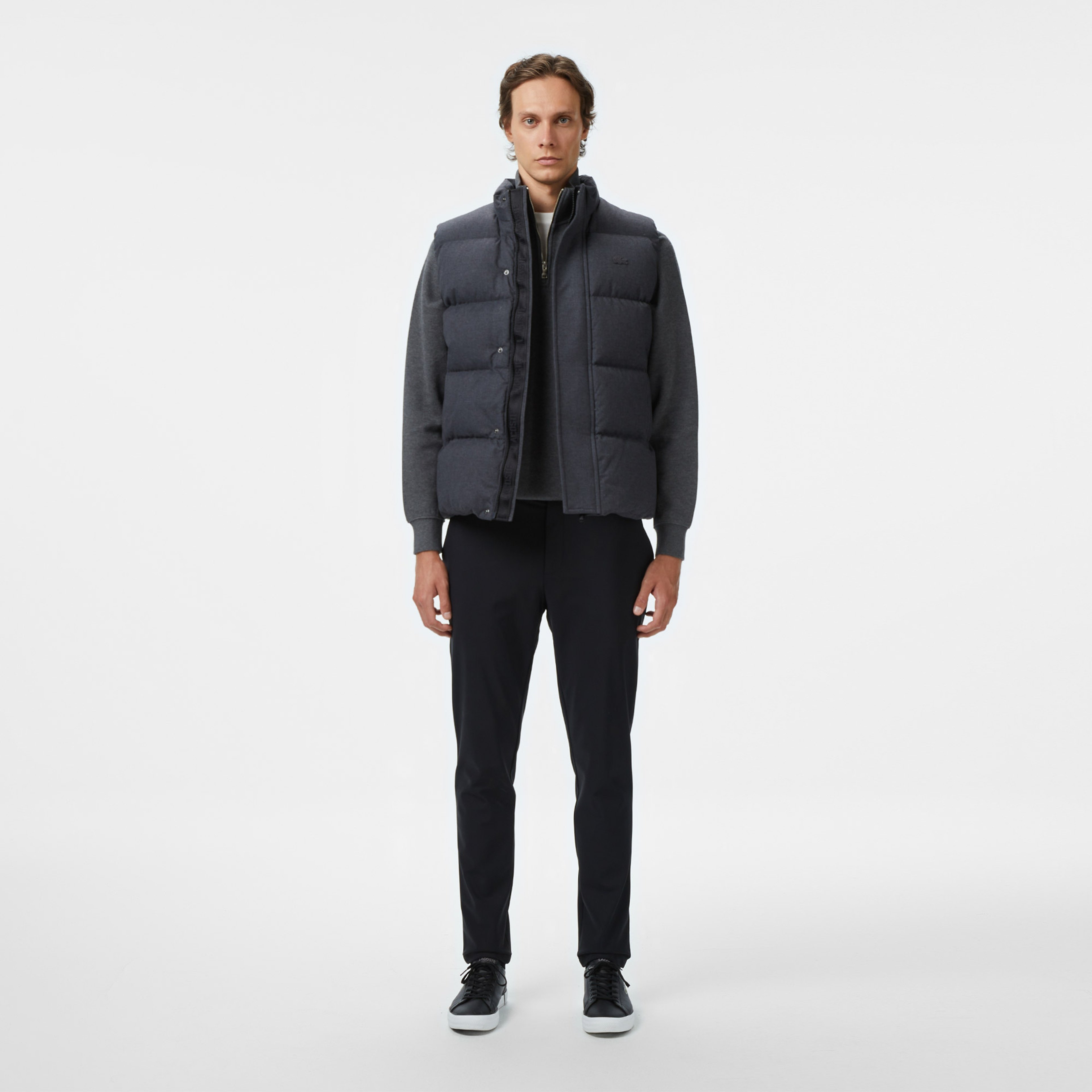 Erkek Relaxed Fit Dik Yaka Koyu Gri Yelek