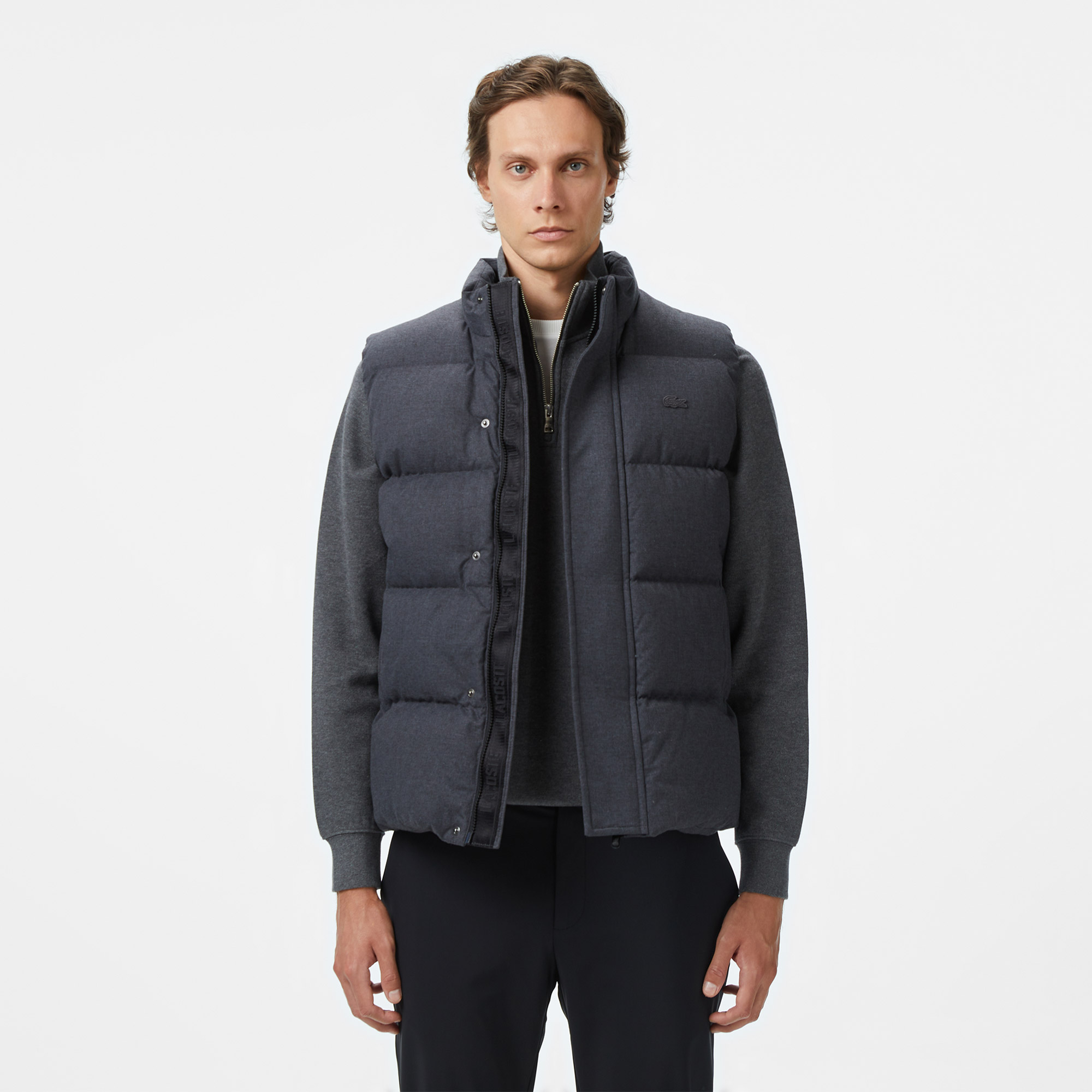 Erkek Relaxed Fit Dik Yaka Koyu Gri Yelek BH2634-050 | Lacoste