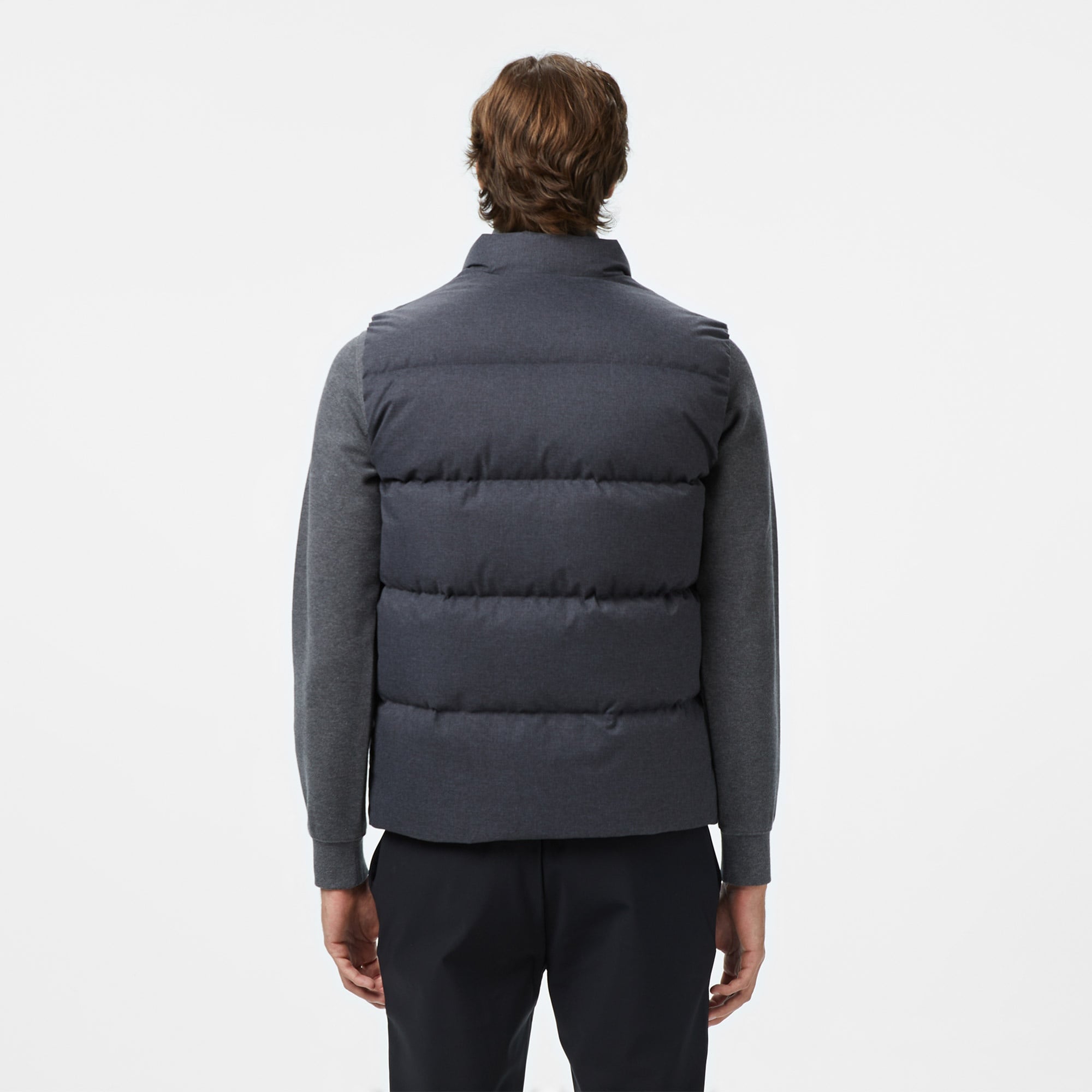 Erkek Relaxed Fit Dik Yaka Koyu Gri Yelek