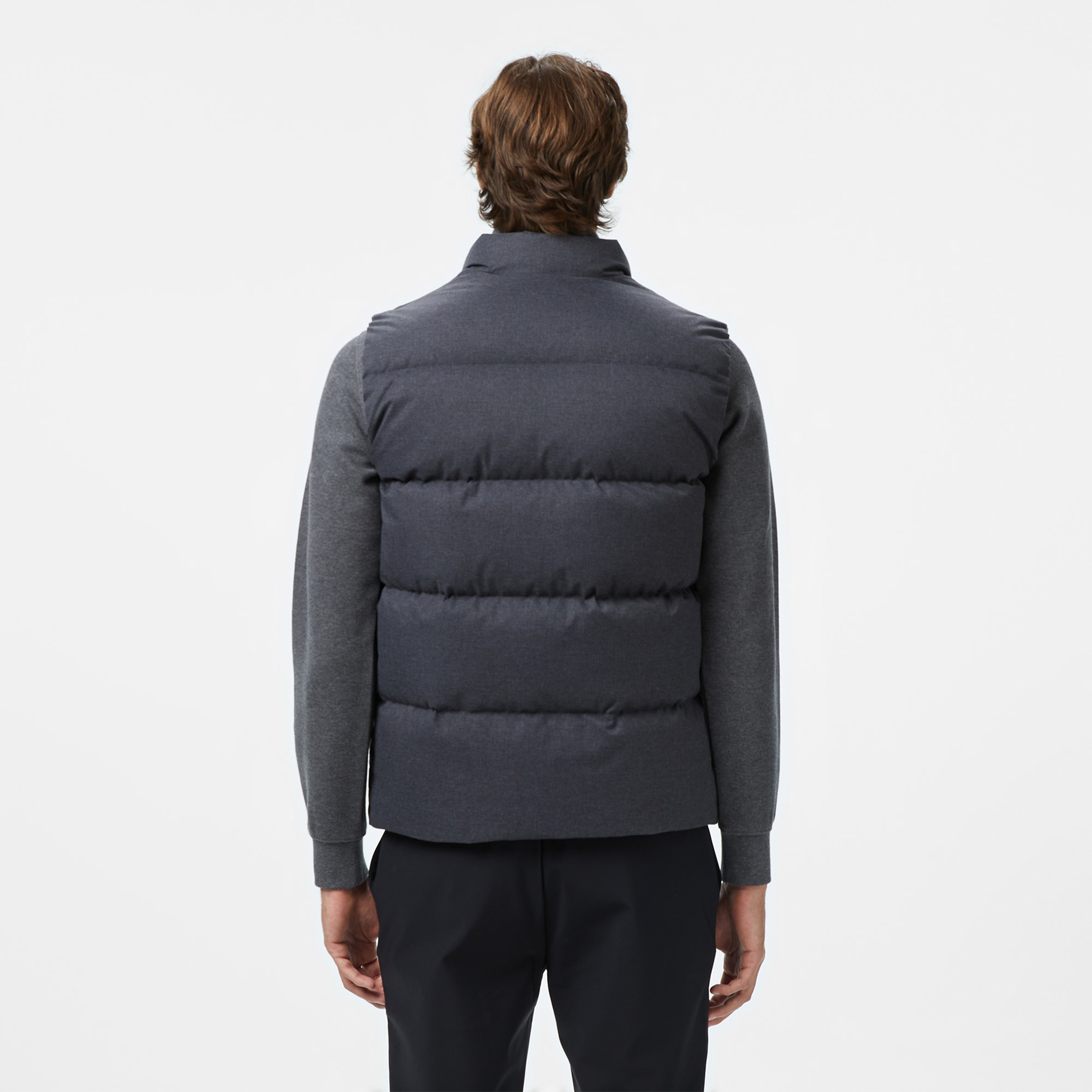 Erkek Relaxed Fit Dik Yaka Koyu Gri Yelek