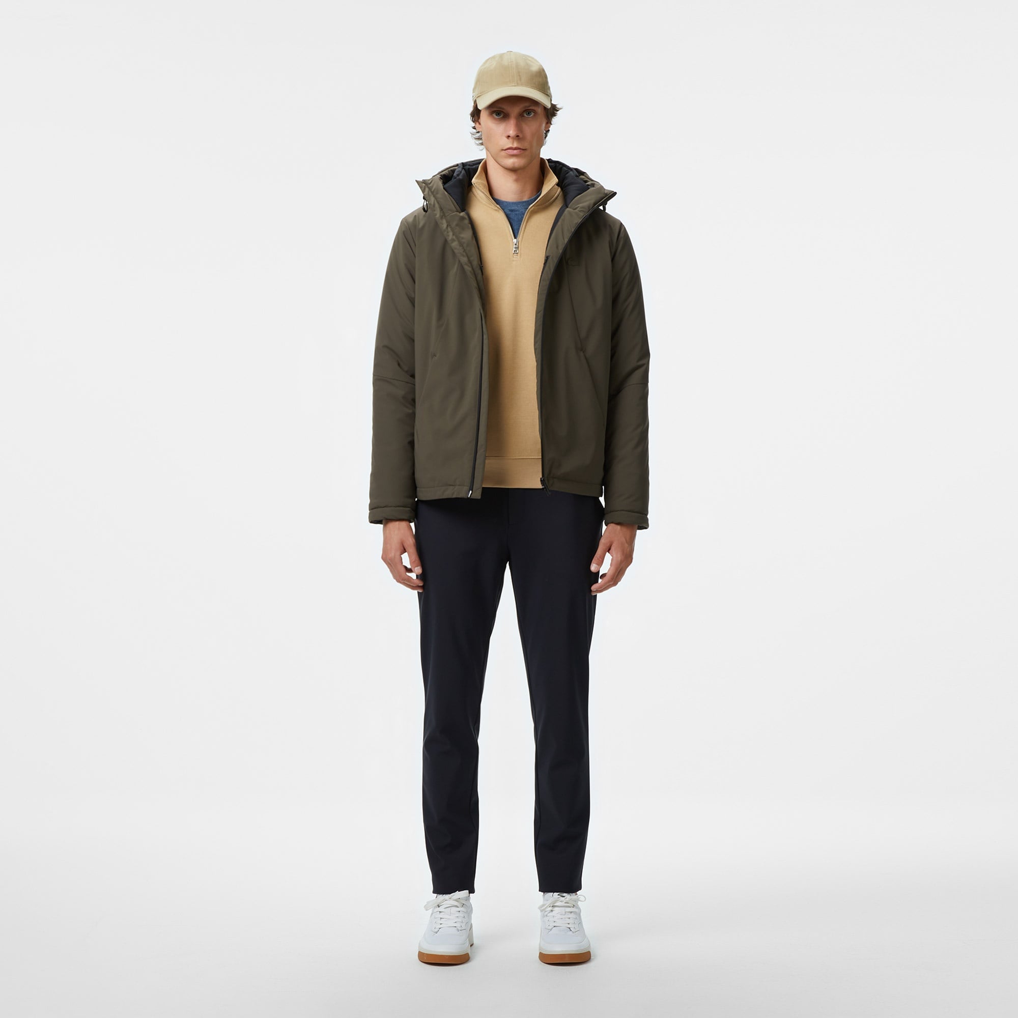 Erkek Kapüşonlu Haki Mont