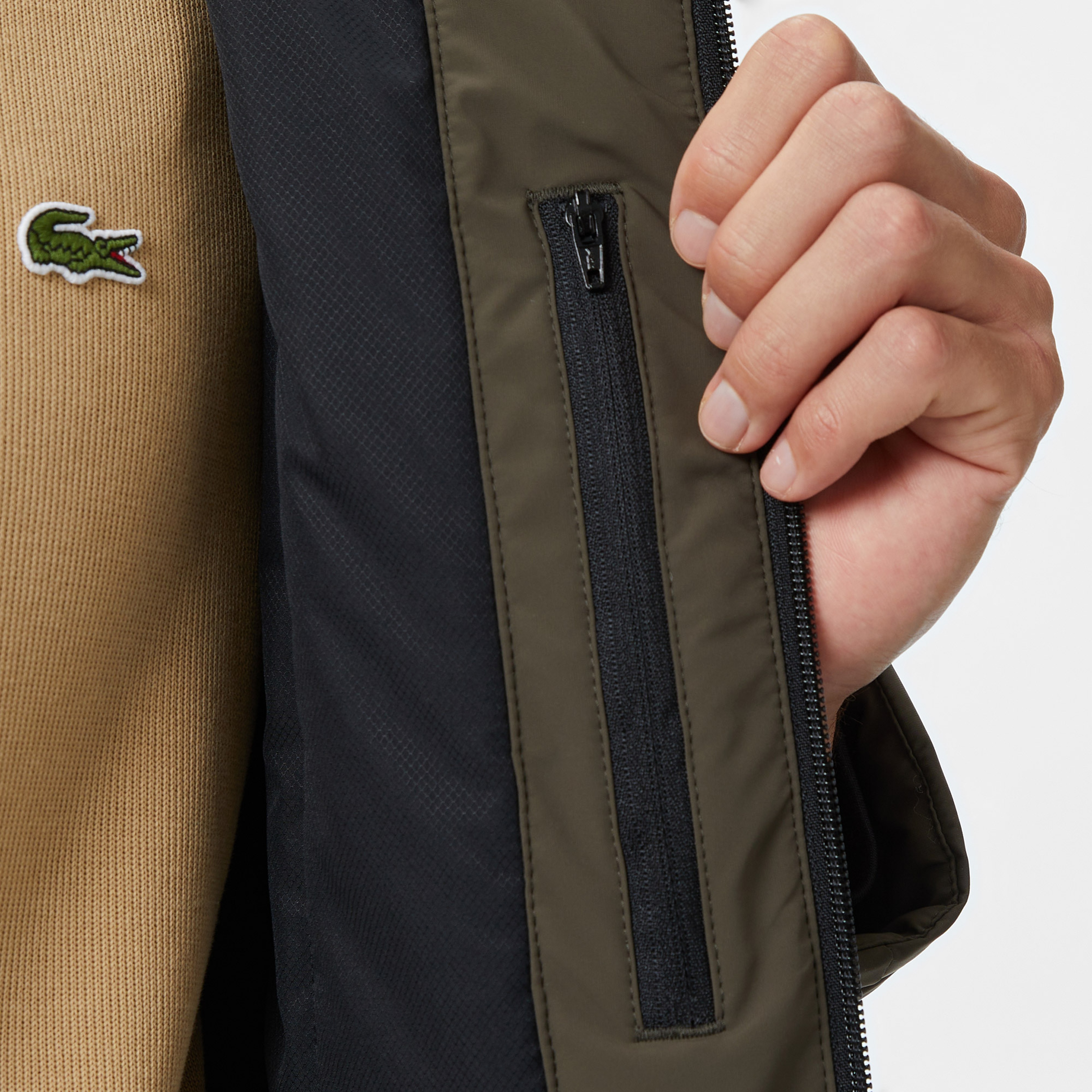 Erkek Kapüşonlu Haki Mont