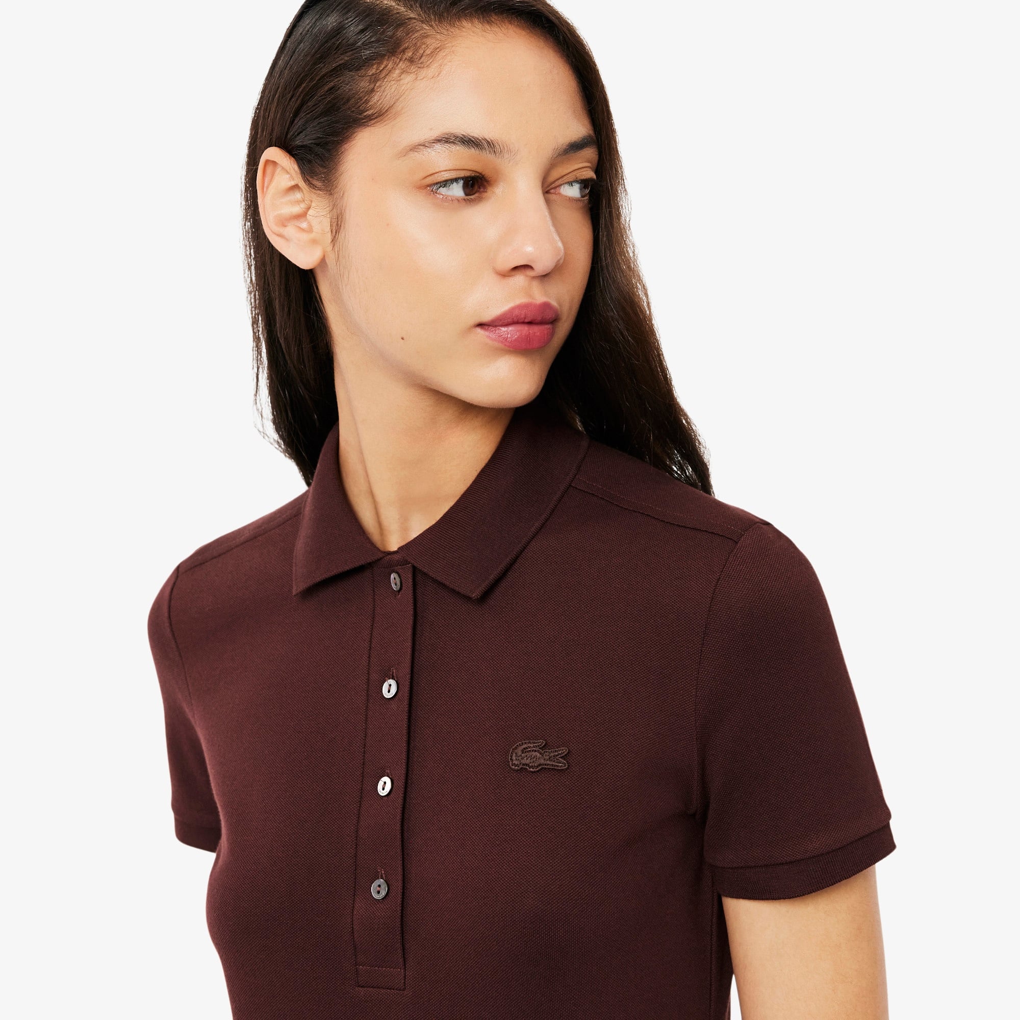 L.12.D Kadın Slim Fit Bordo Polo