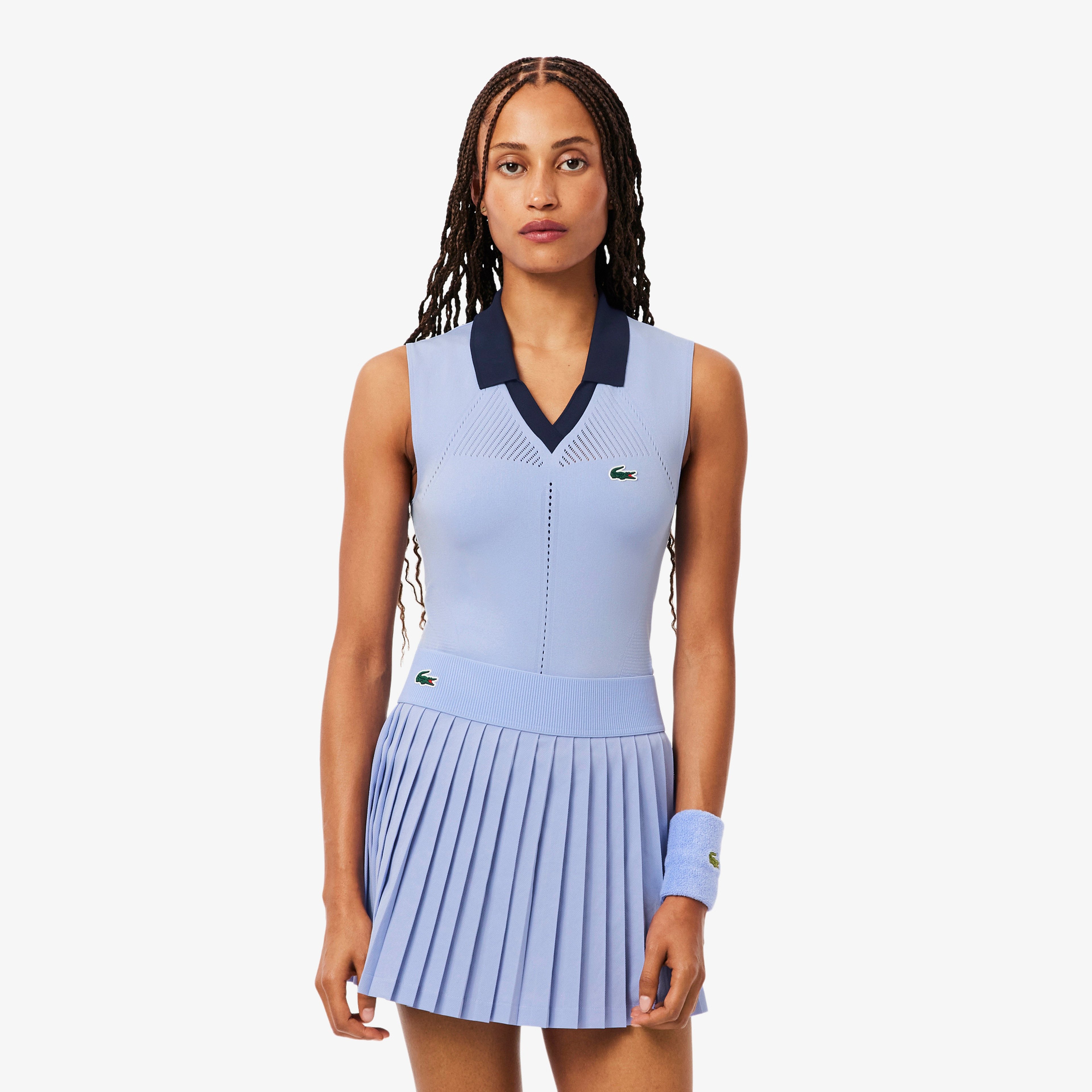 Kadın Slim Fit Kolsuz Mavi Polo