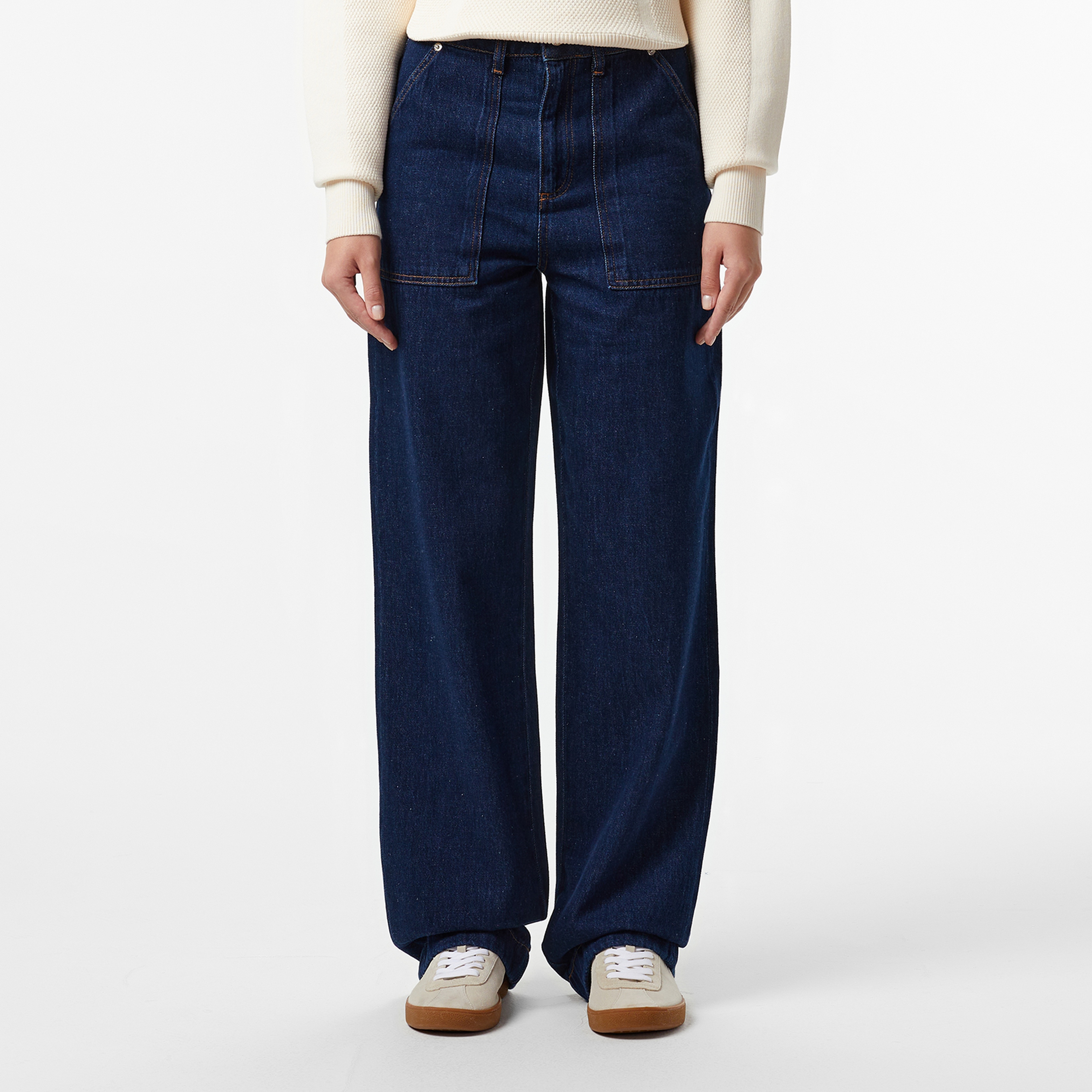 Kadın Straight Fit Koyu Mavi Pantolon