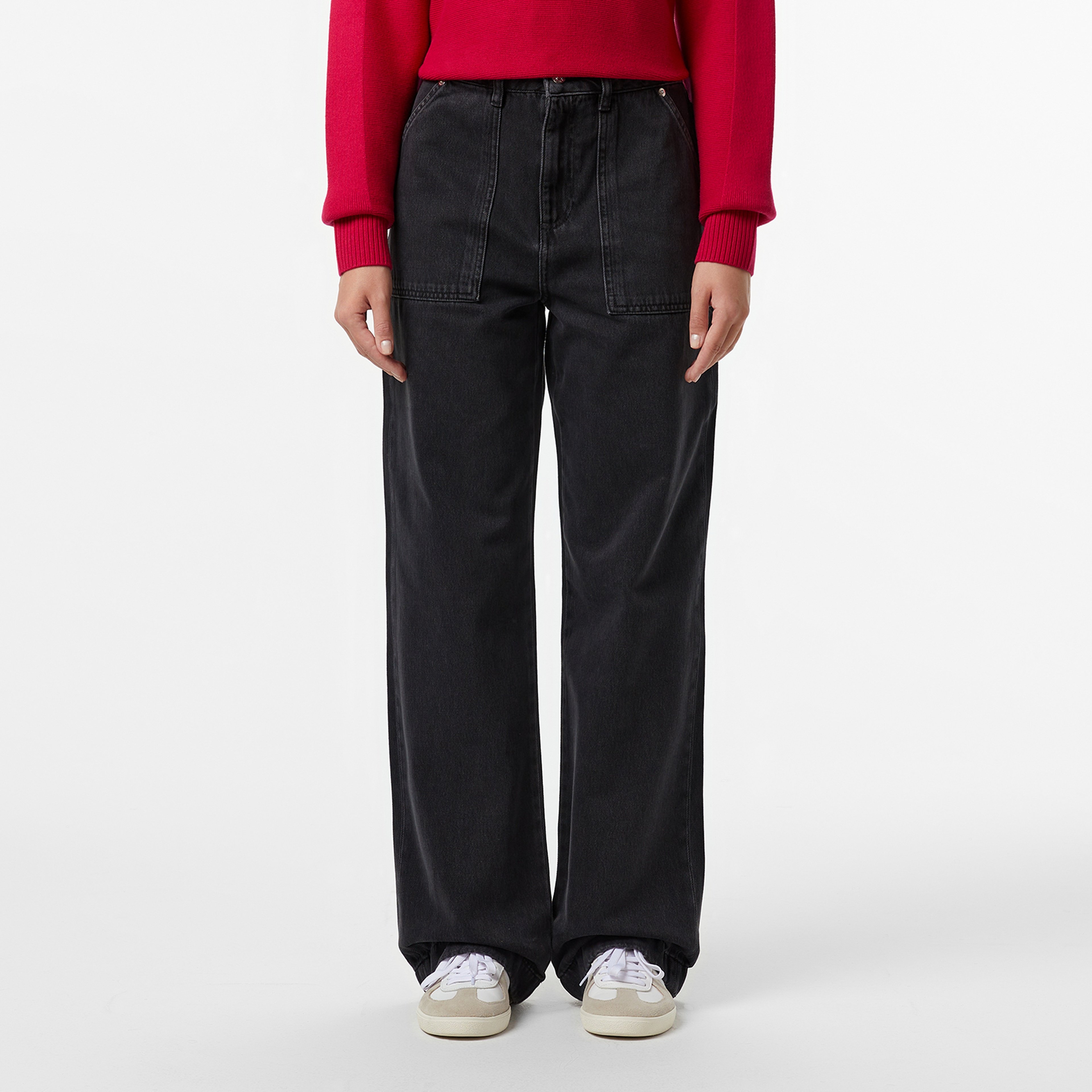 Kadın Stragiht Fit Koyu Gri Pantolon