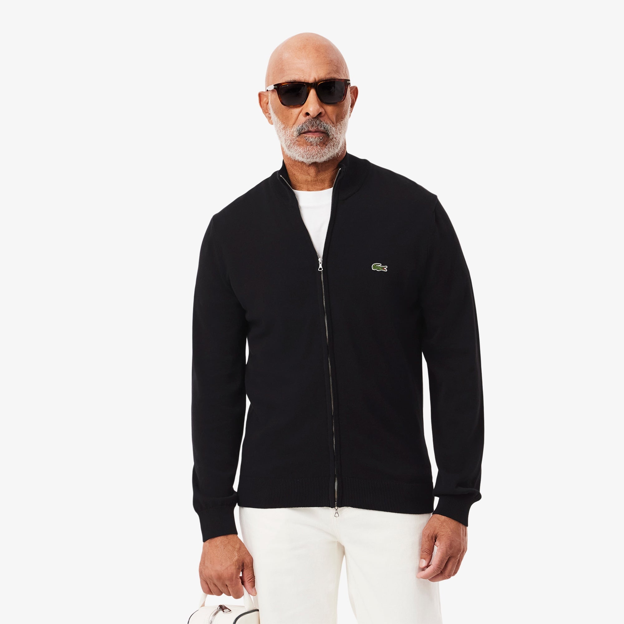 Erkek Regular Fit Fermuarlı Organik Pamuk Siyah Hırka