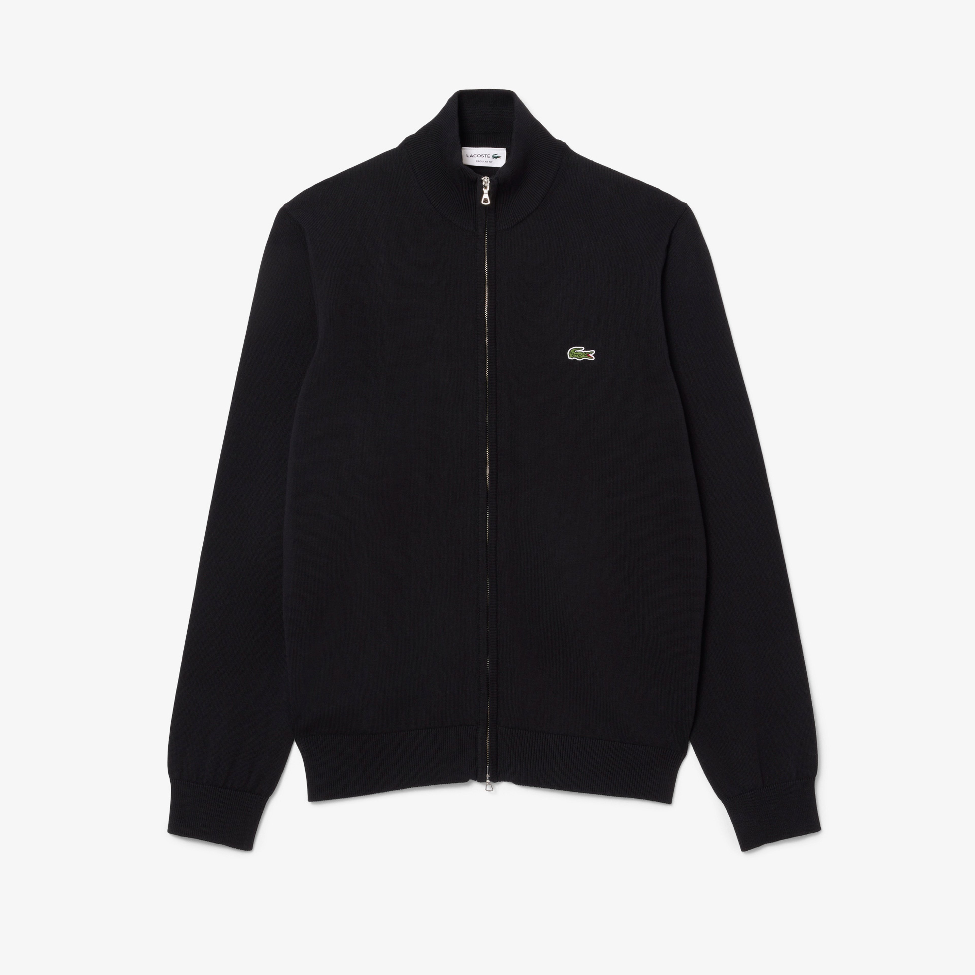 Erkek Regular Fit Fermuarlı Organik Pamuk Siyah Hırka