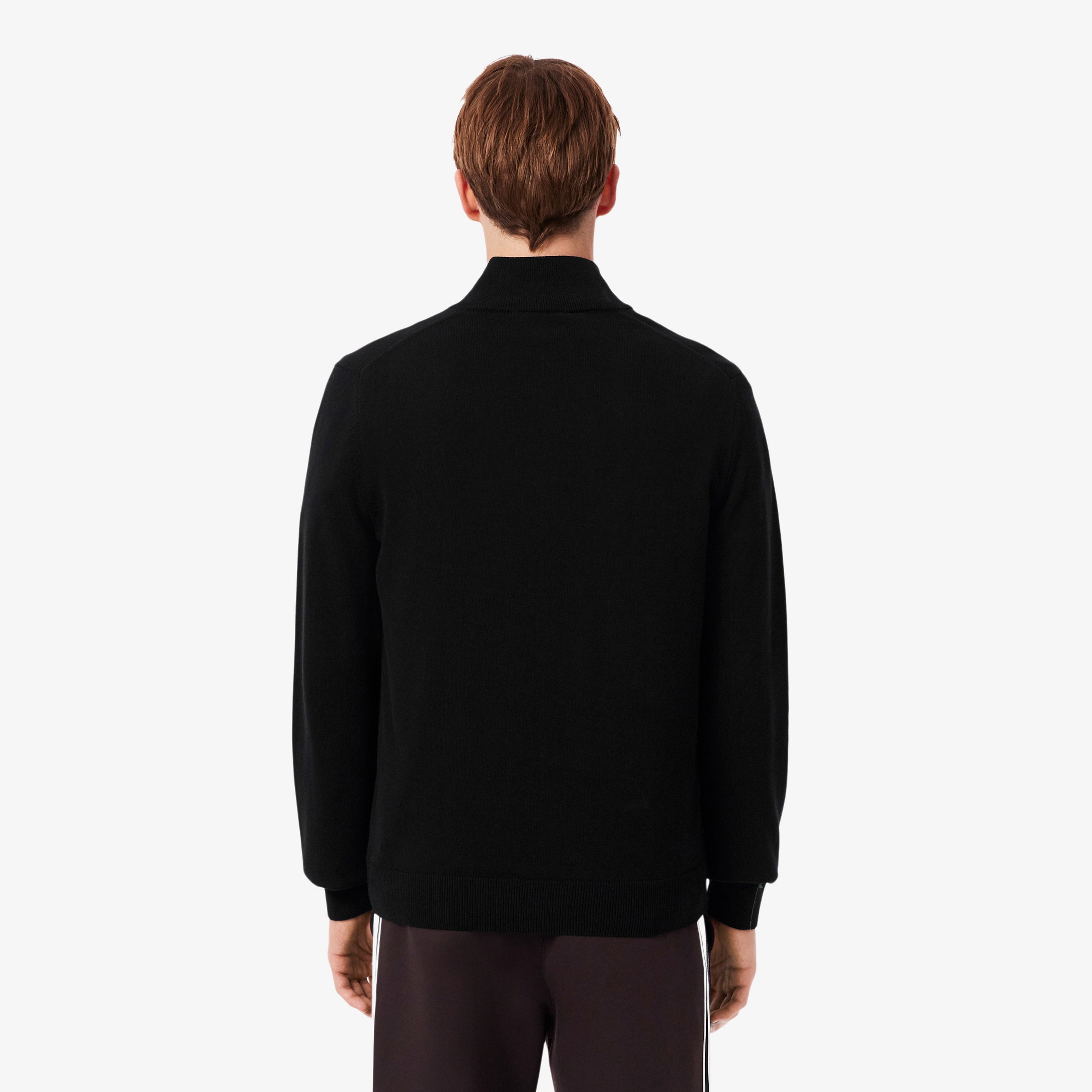 Erkek Regular Fit Yarım Fermuarlı Organik Pamuk Siyah Kazak