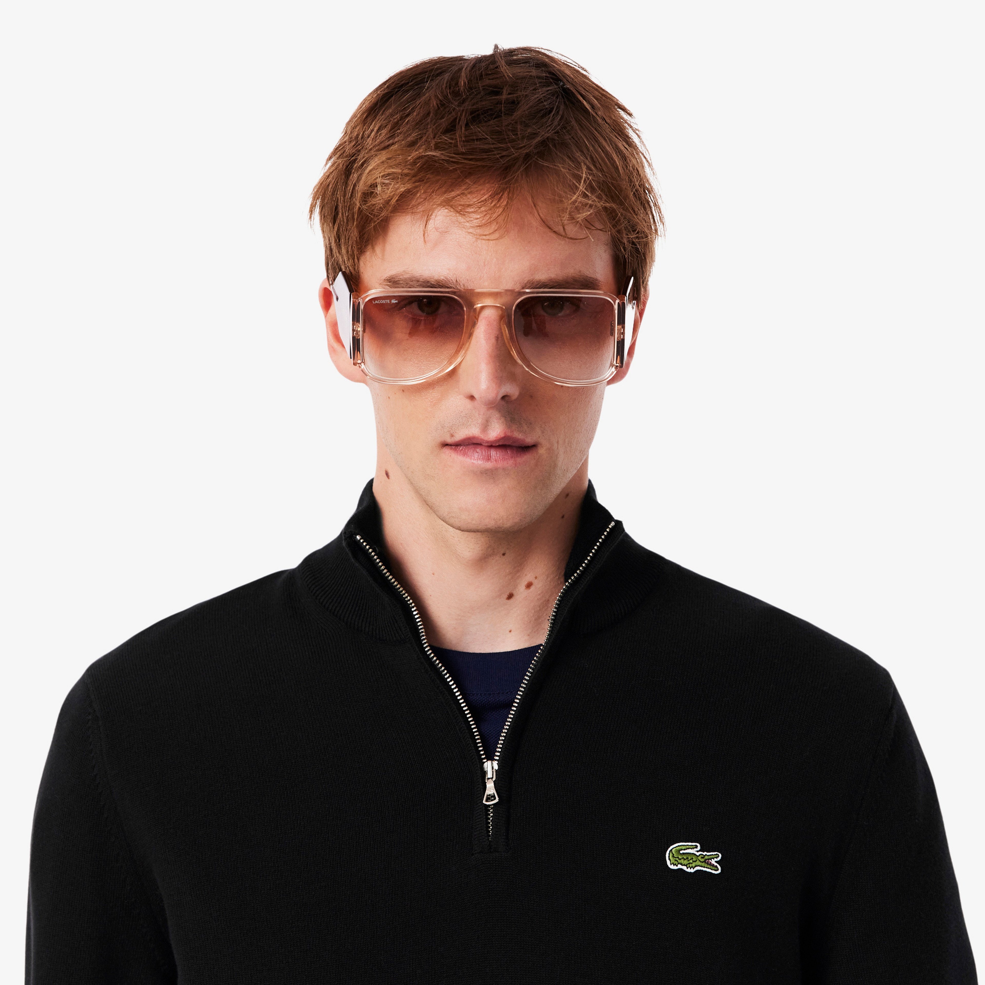 Erkek Regular Fit Yarım Fermuarlı Organik Pamuk Siyah Kazak