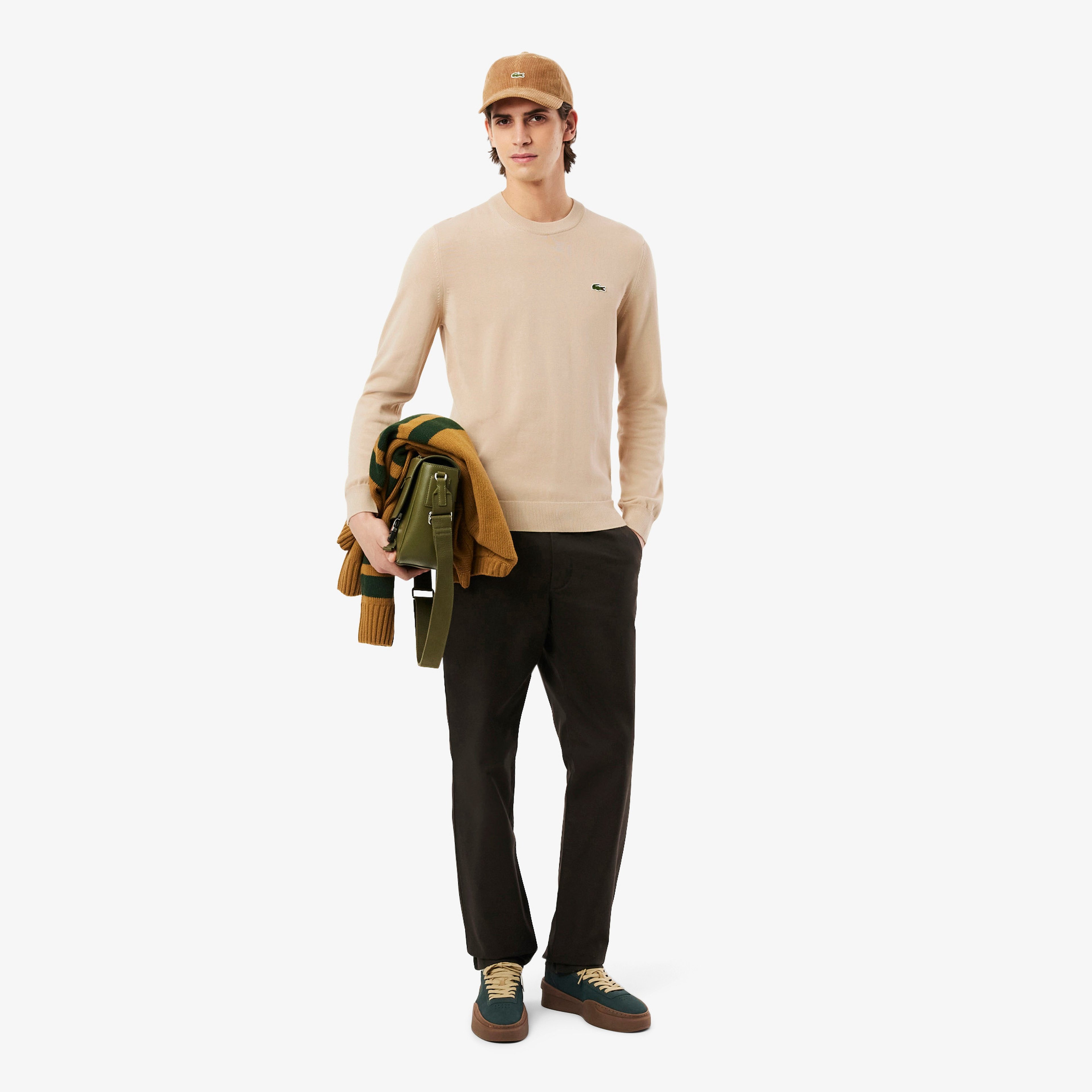 Erkek Regular Fit Bisiklet Yaka Organik Pamuk Krem Kazak