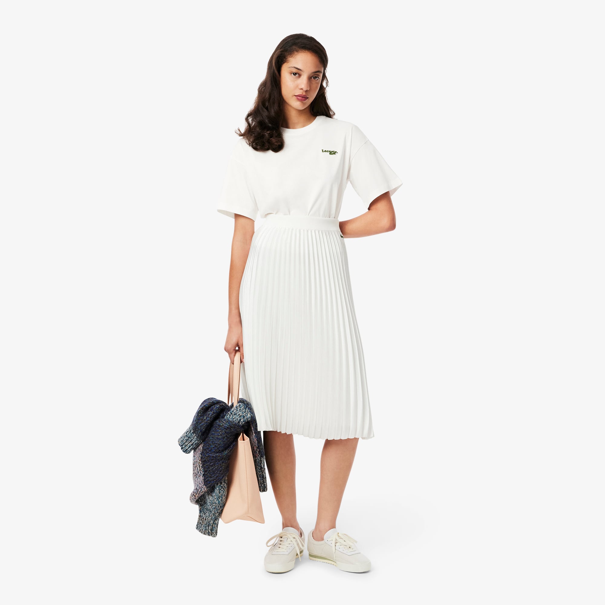 Lacoste Kadın Relaxed Fit Bisiklet Yaka Beyaz T-Shirt görsel 6