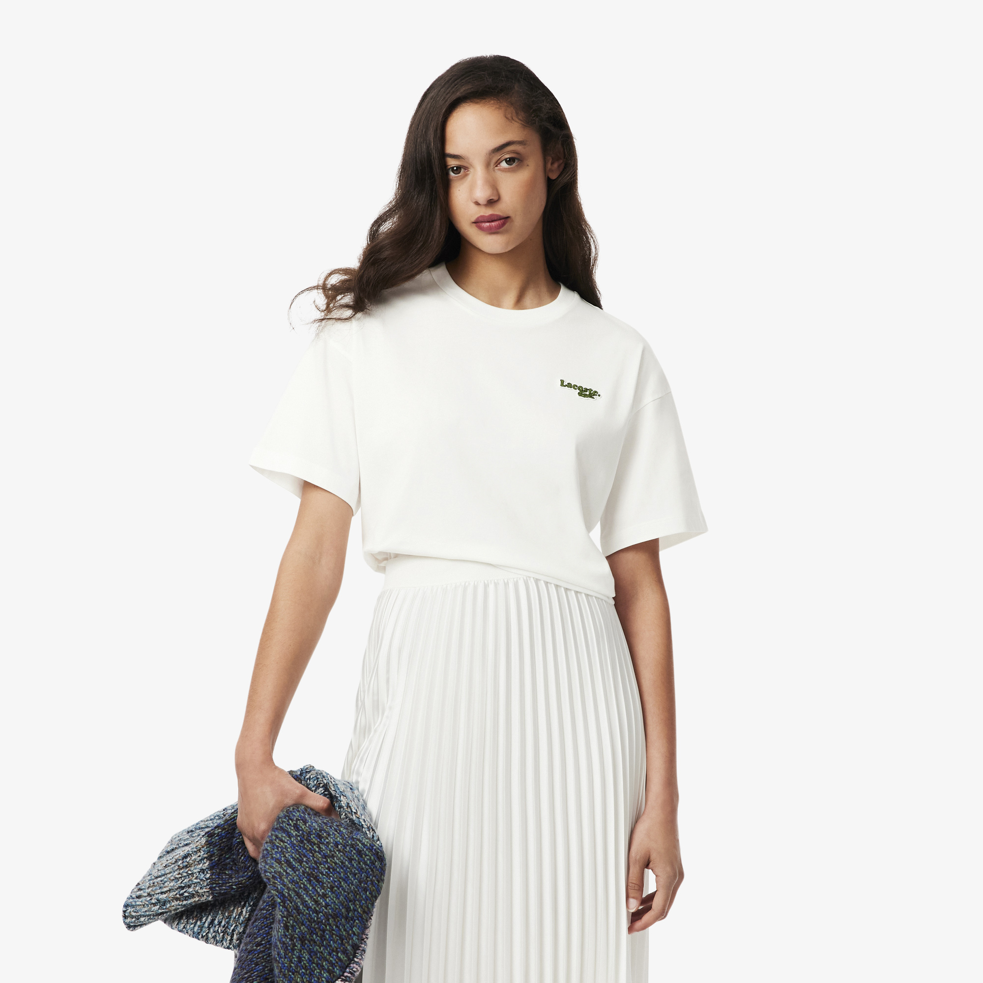 y0025　0923 Kadın Relaxed Fit Bisiklet Yaka Beyaz T-Shirt TF7605-70V | Lacoste