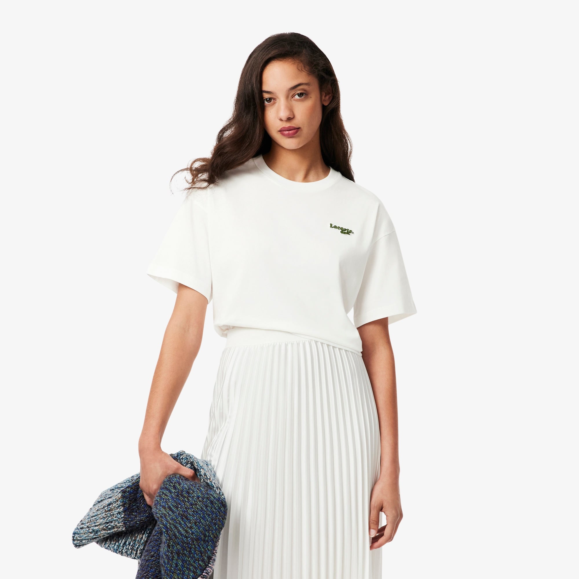 Kadın Relaxed Fit Bisiklet Yaka Beyaz T-Shirt