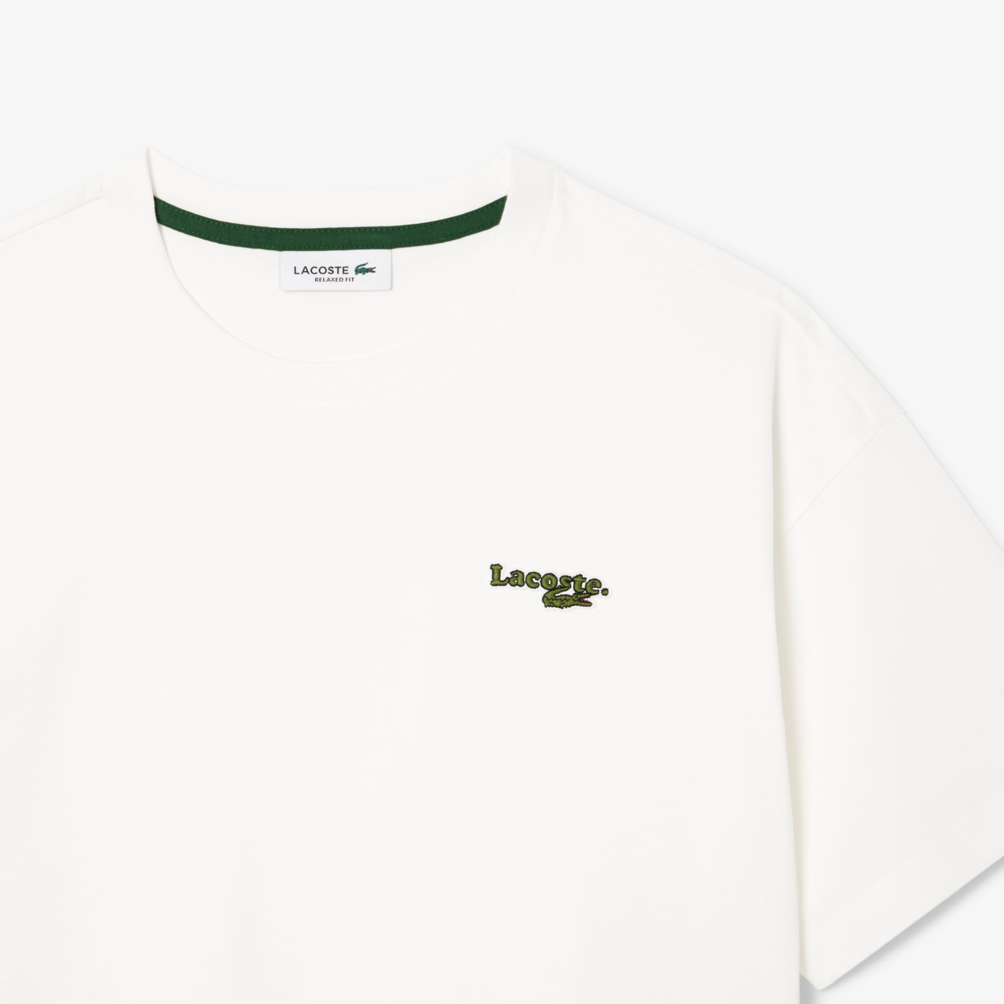 Lacoste Kadın Relaxed Fit Bisiklet Yaka Beyaz T-Shirt görsel 5
