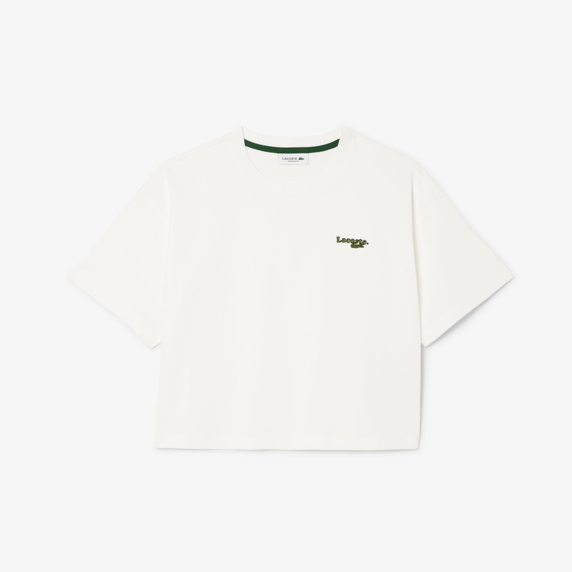 Lacoste Kadın Relaxed Fit Bisiklet Yaka Beyaz T-Shirt görsel 4