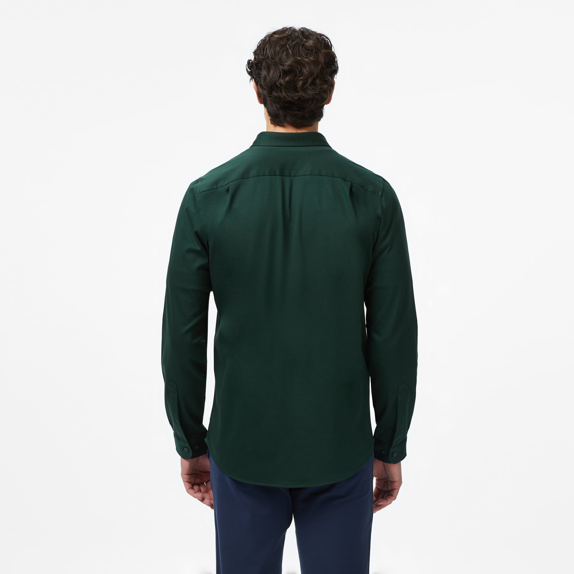 Erkek Slim Fit Koyu Yeşil Gömlek