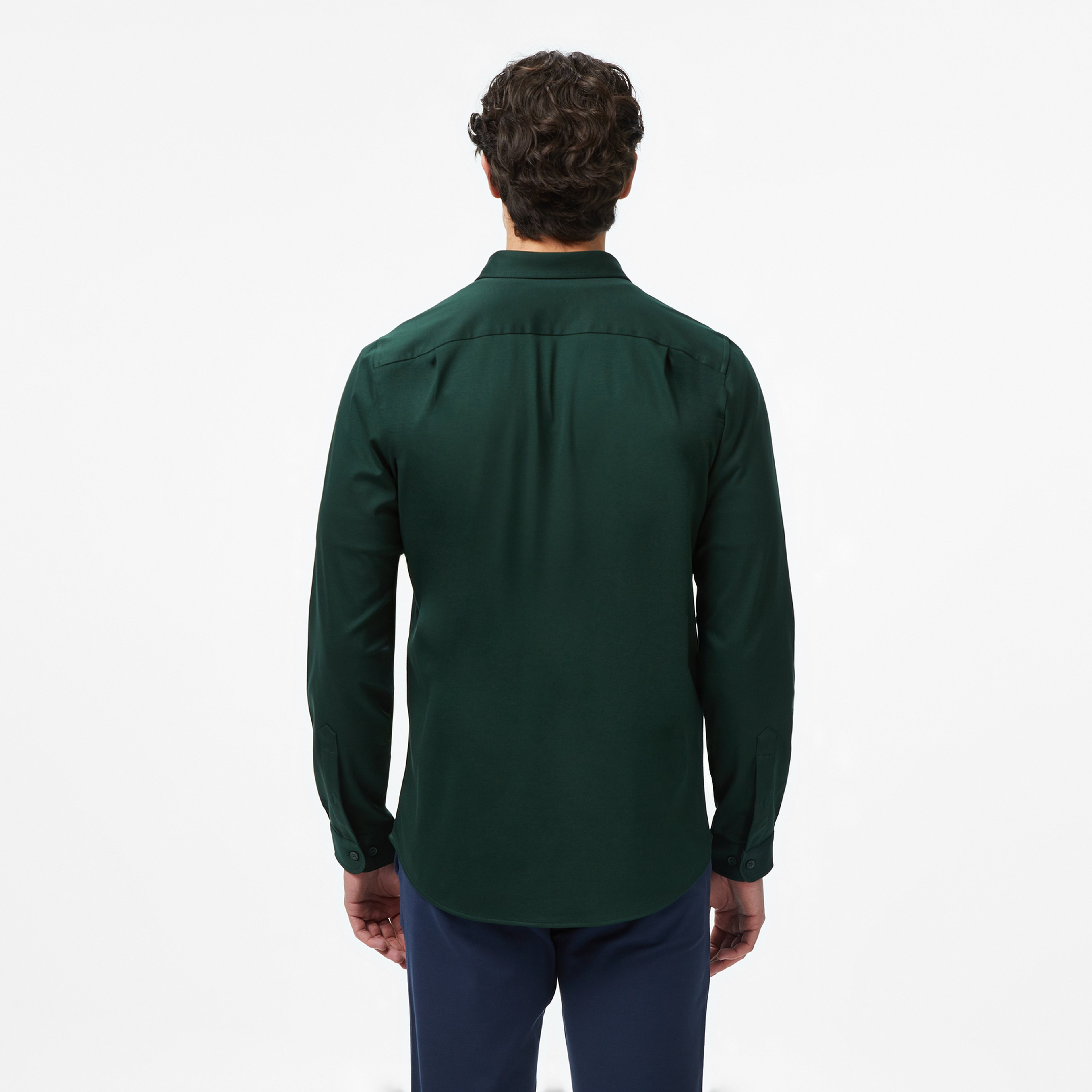 Erkek Slim Fit Koyu Yeşil Gömlek