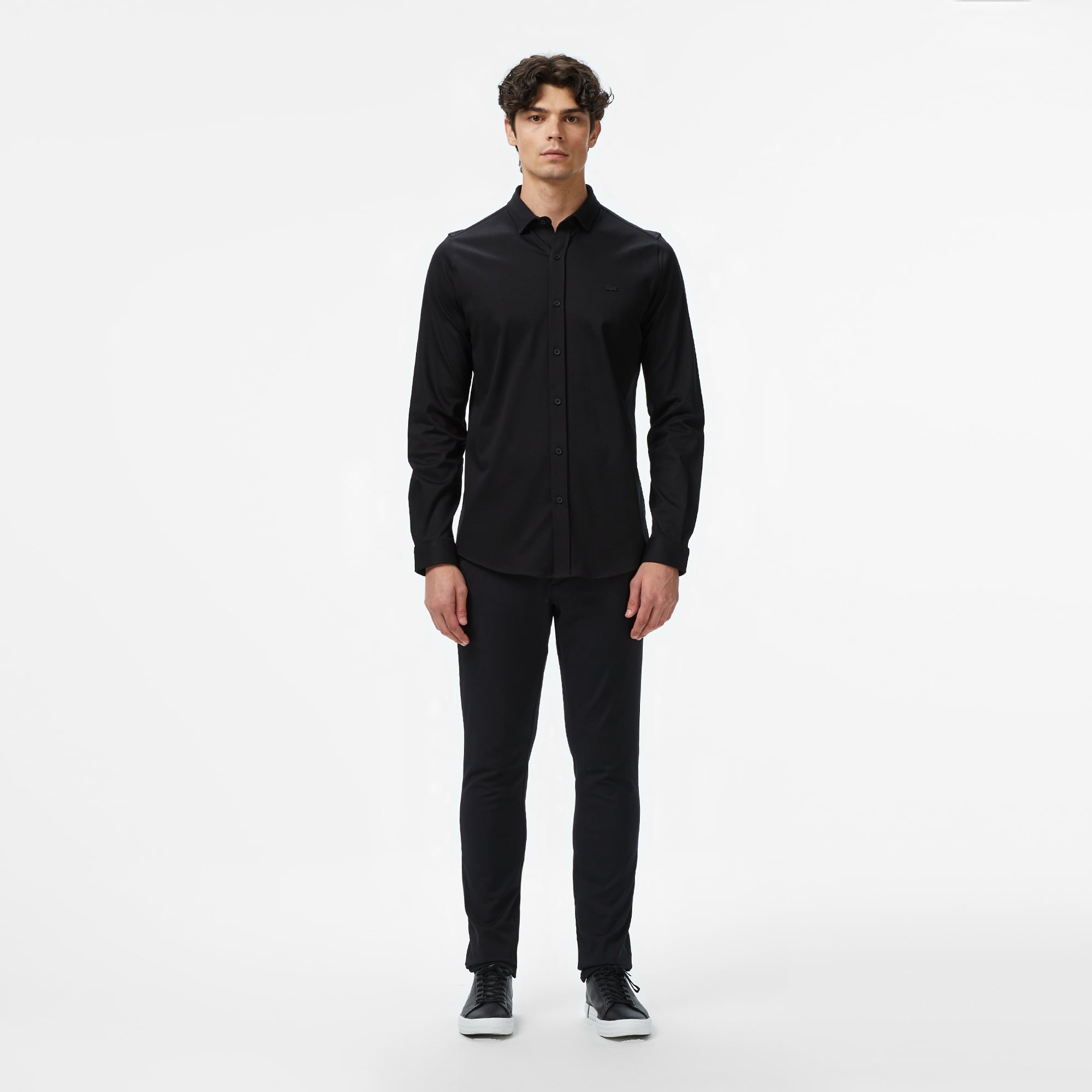 Erkek Slim Fit Siyah Gömlek