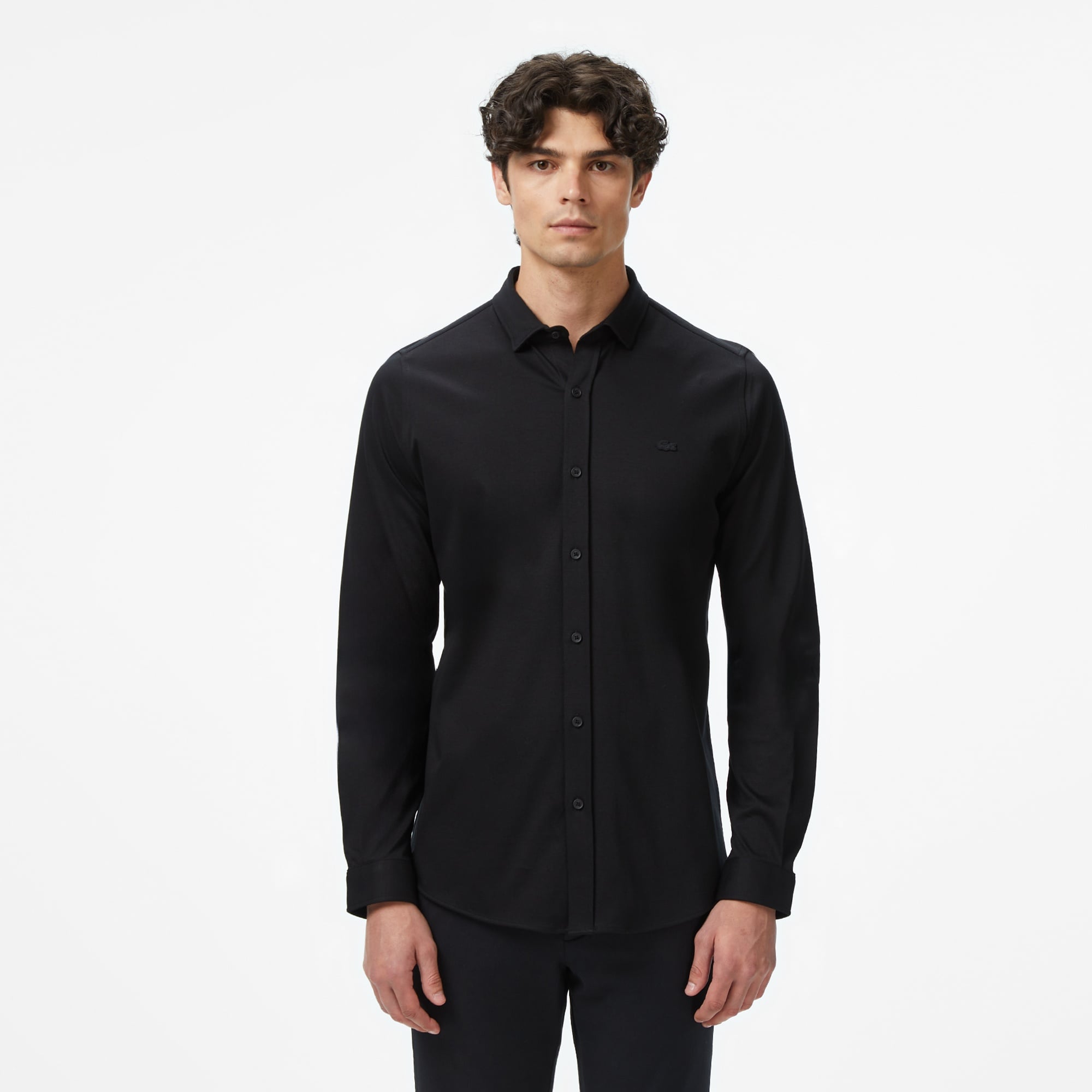 Erkek Slim Fit Siyah Gömlek