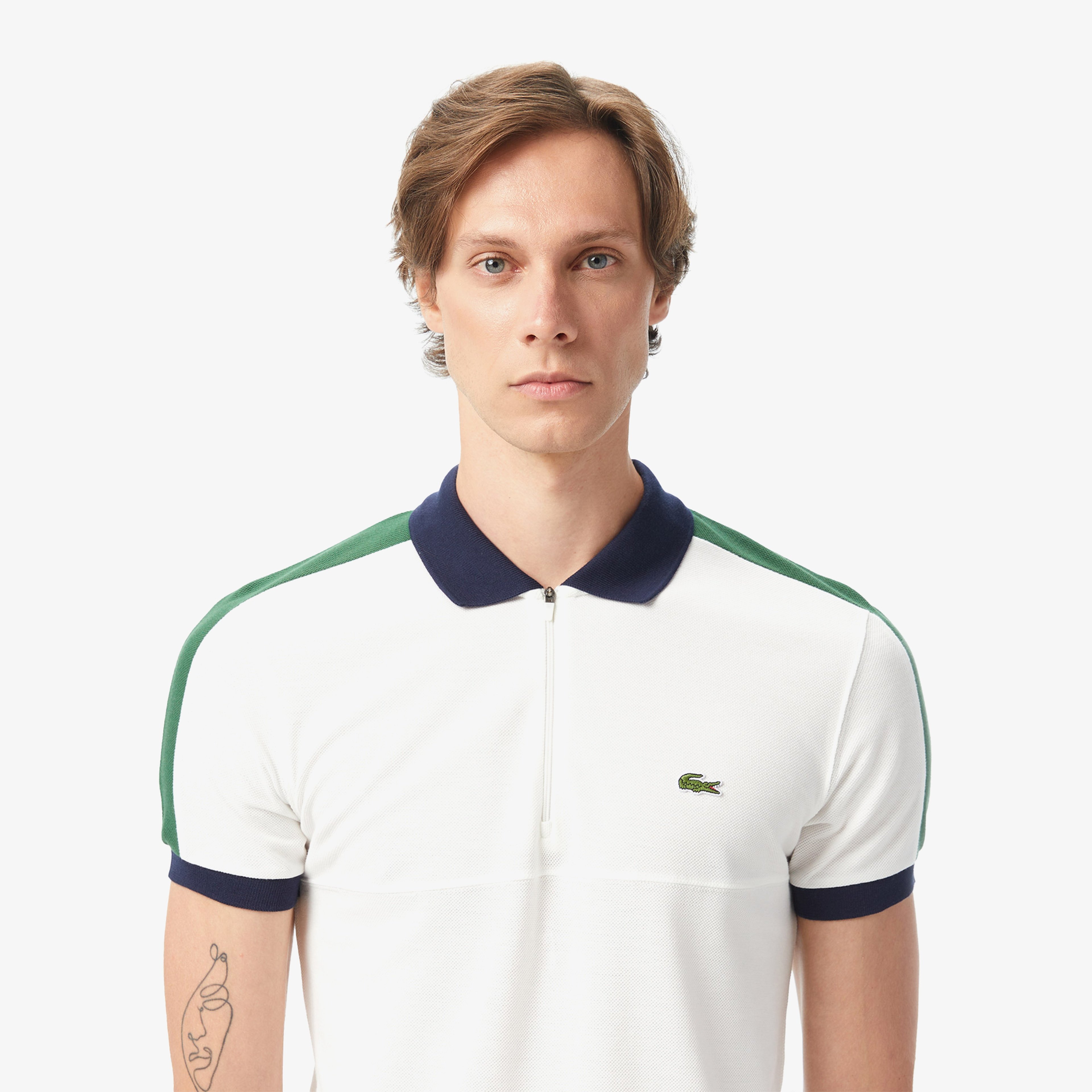 Erkek Regular Fit Renk Bloklu Beyaz Polo Erkek Regular Fit Renk Bloklu Beyaz Polo